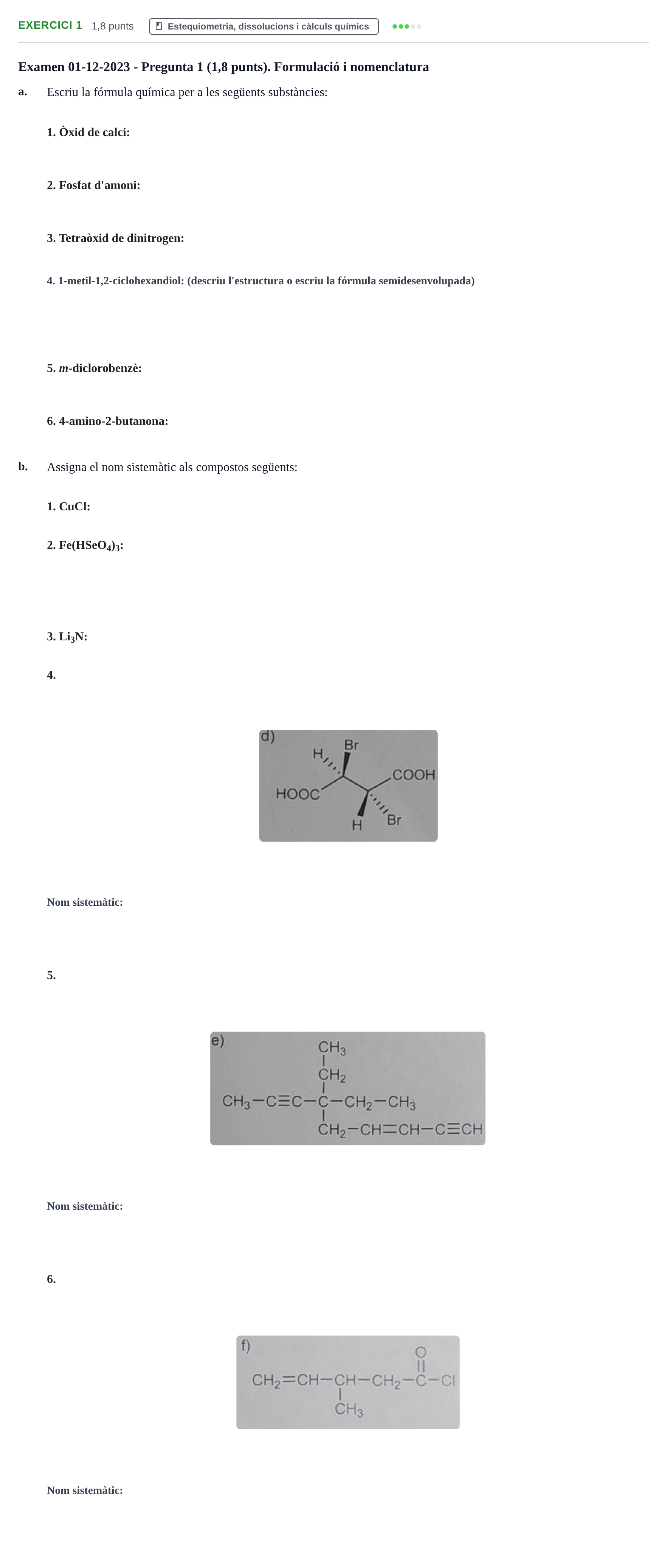 Enunciado: Problema 1 · Química I URV 2018