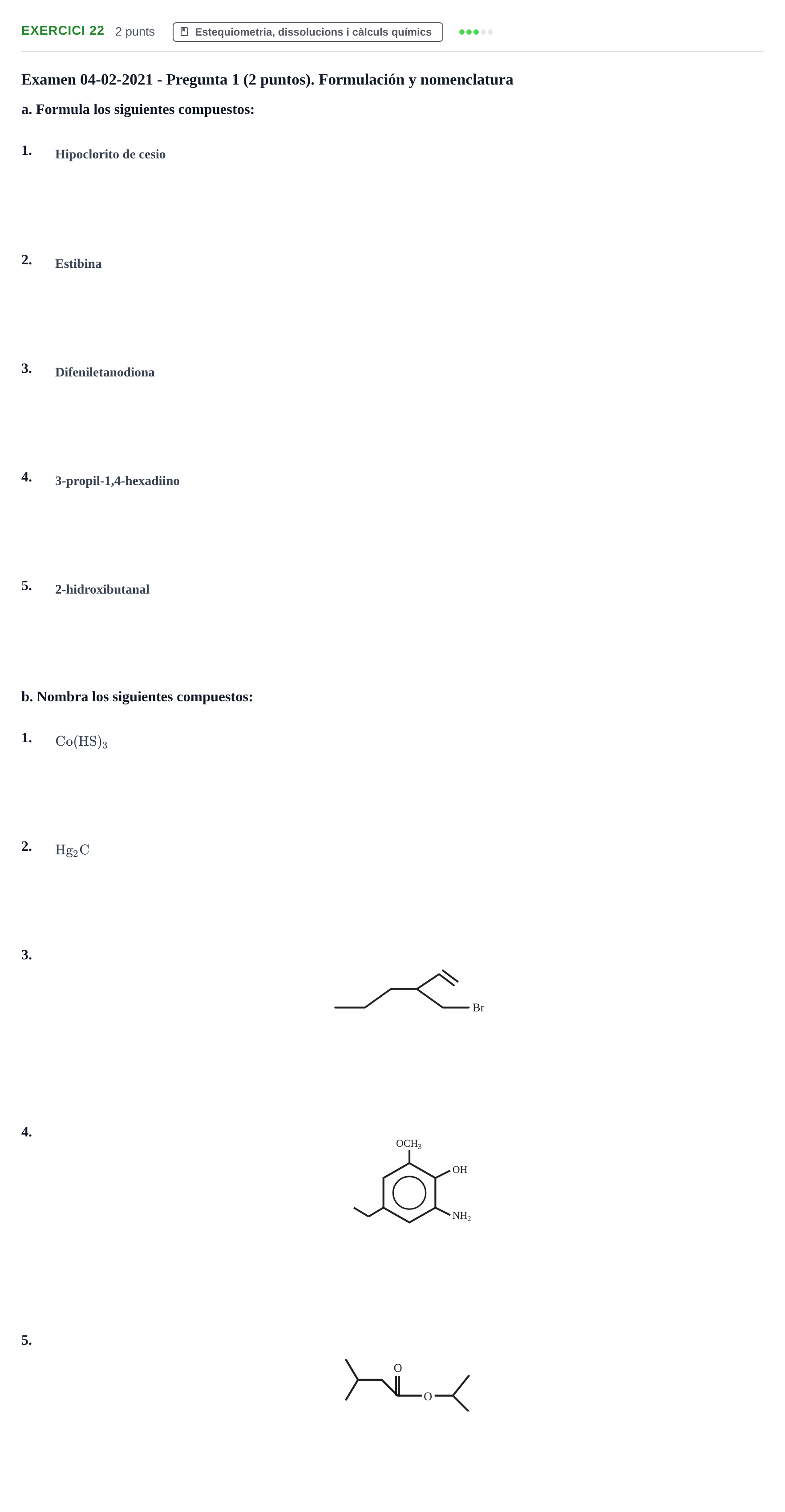 Enunciado: Problema 22 · Química I URV 2018