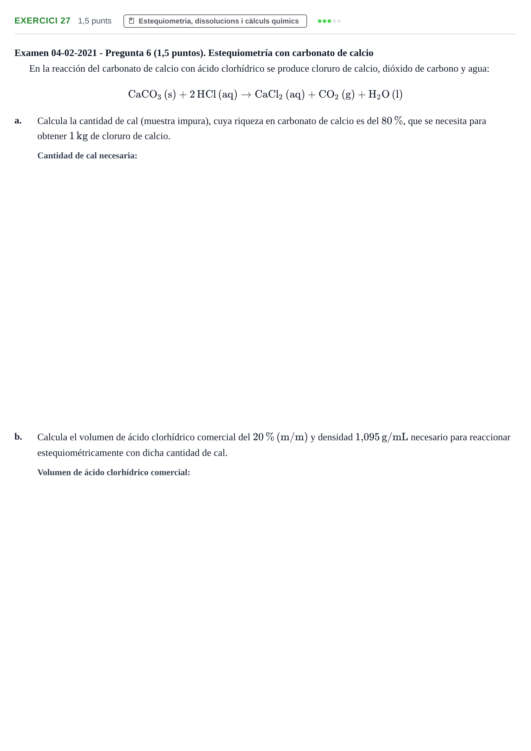 Enunciado: Problema 27 · Química I URV 2018