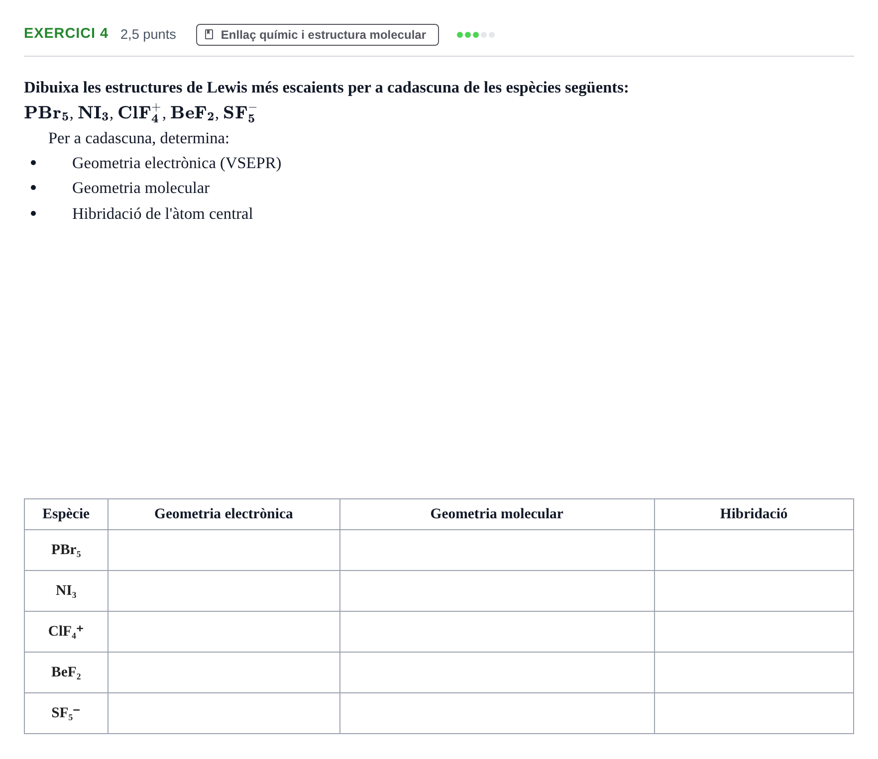 Enunciado: Problema 4 · Química I URV 2018