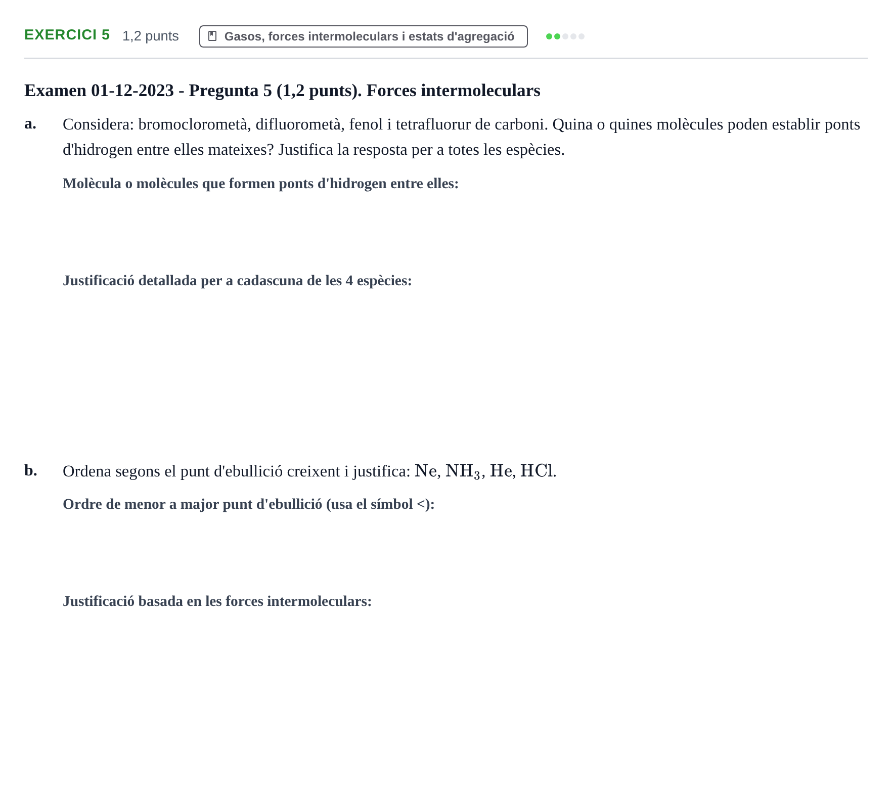 Enunciado: Problema 5 · Química I URV 2018