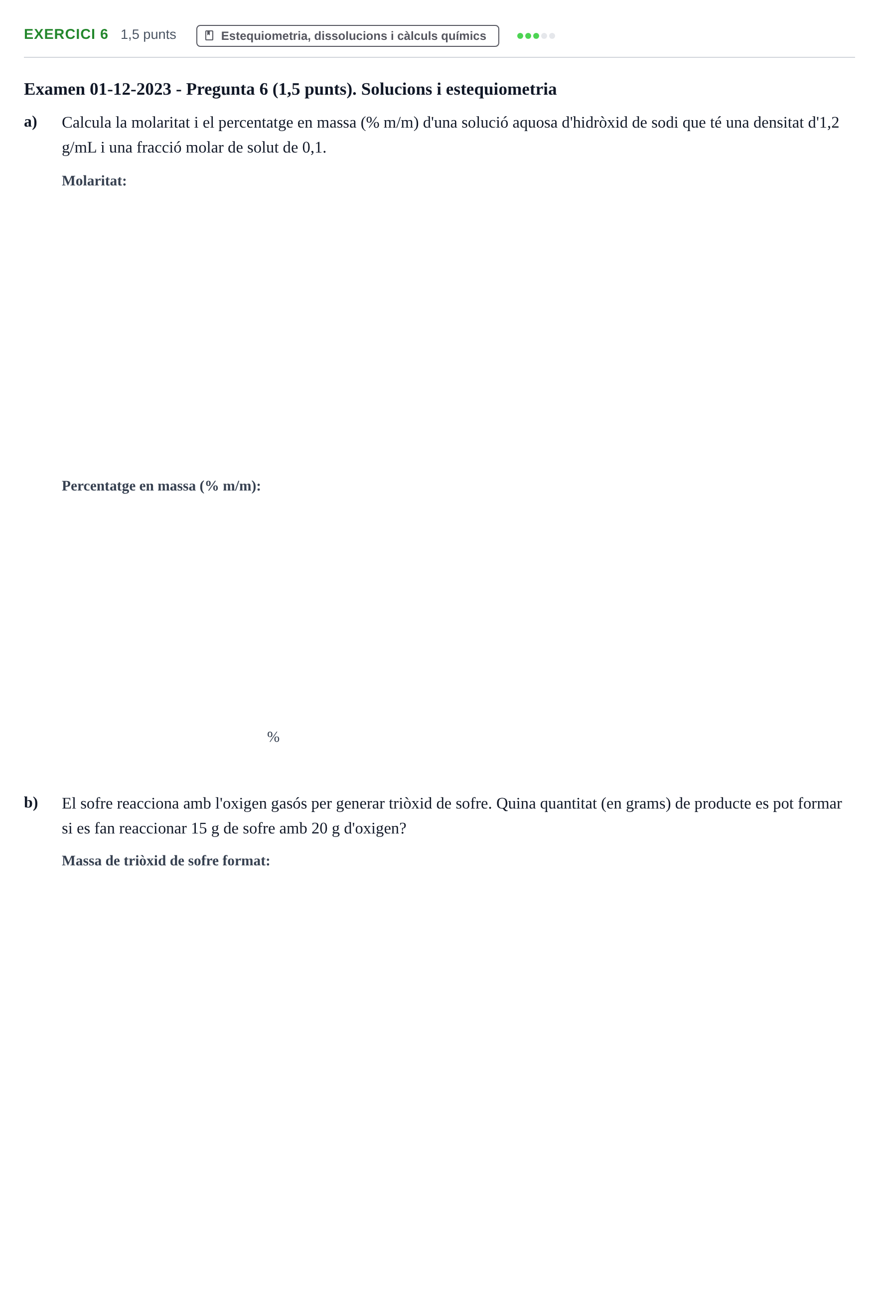 Enunciado: Problema 6 · Química I URV 2018