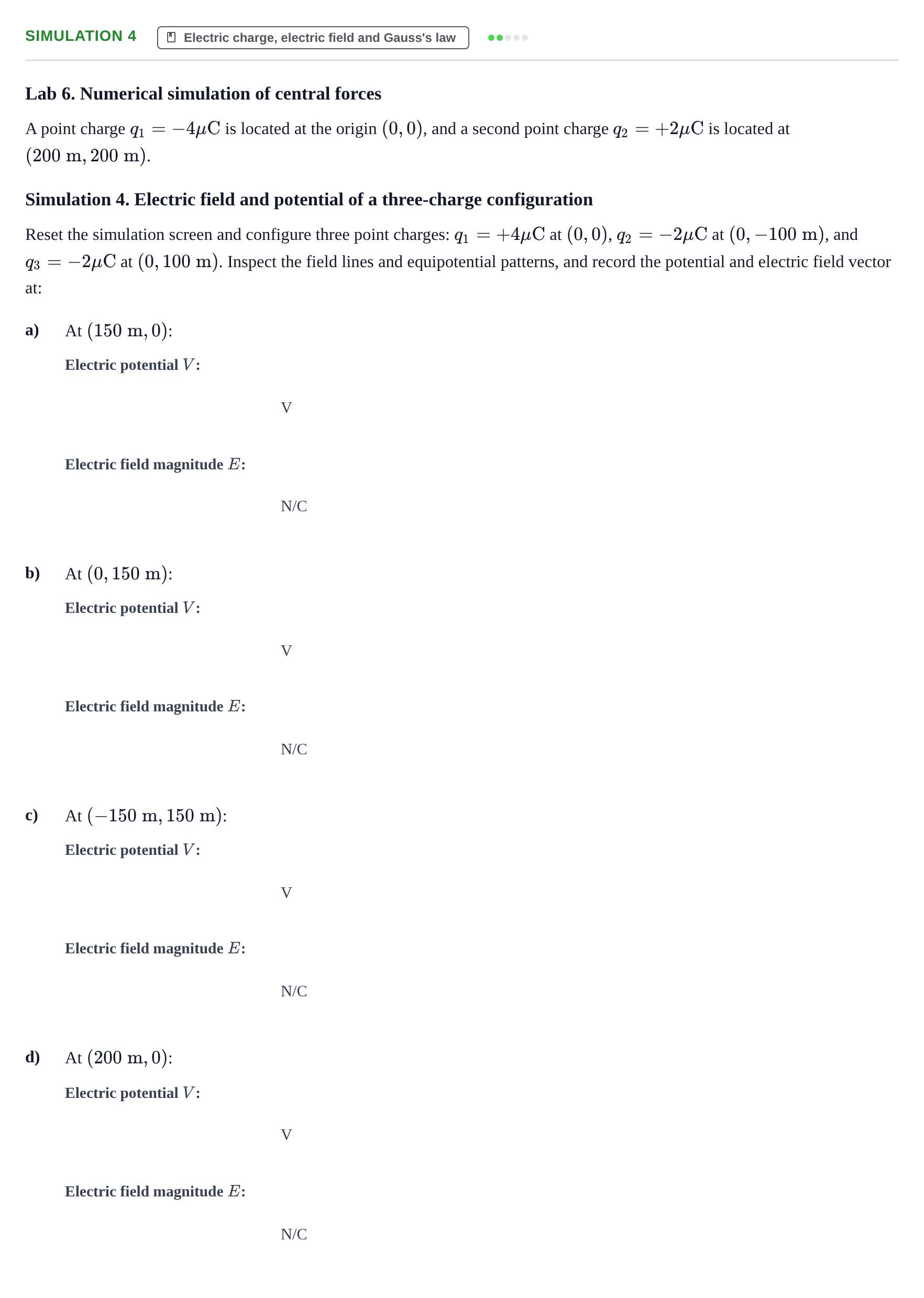Enunciado: Ejercicio Simulation 4 · Física II URV 2024