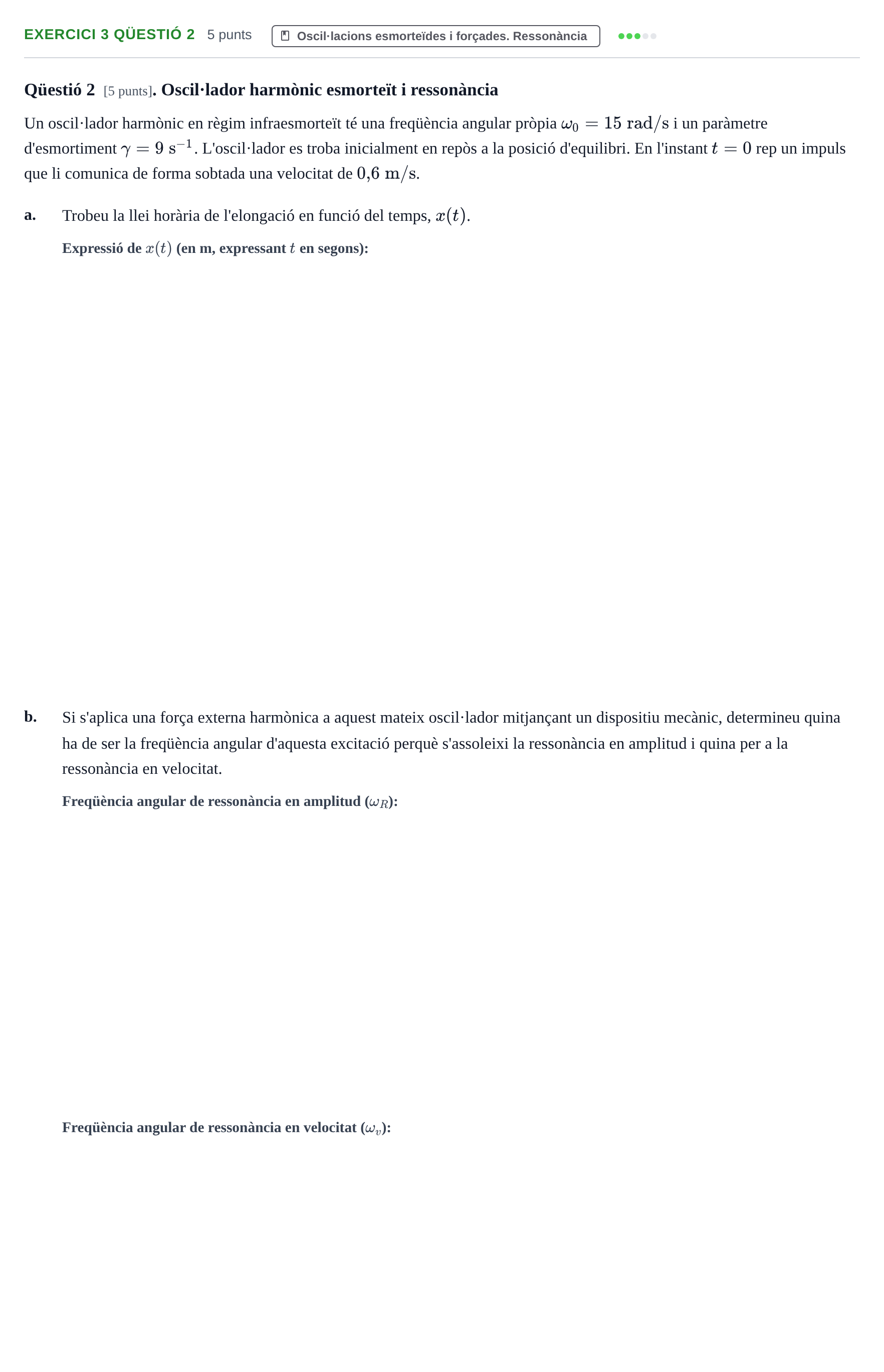 Enunciado: Ejercicio 3 Qüestió 2 · Física I URV 2017