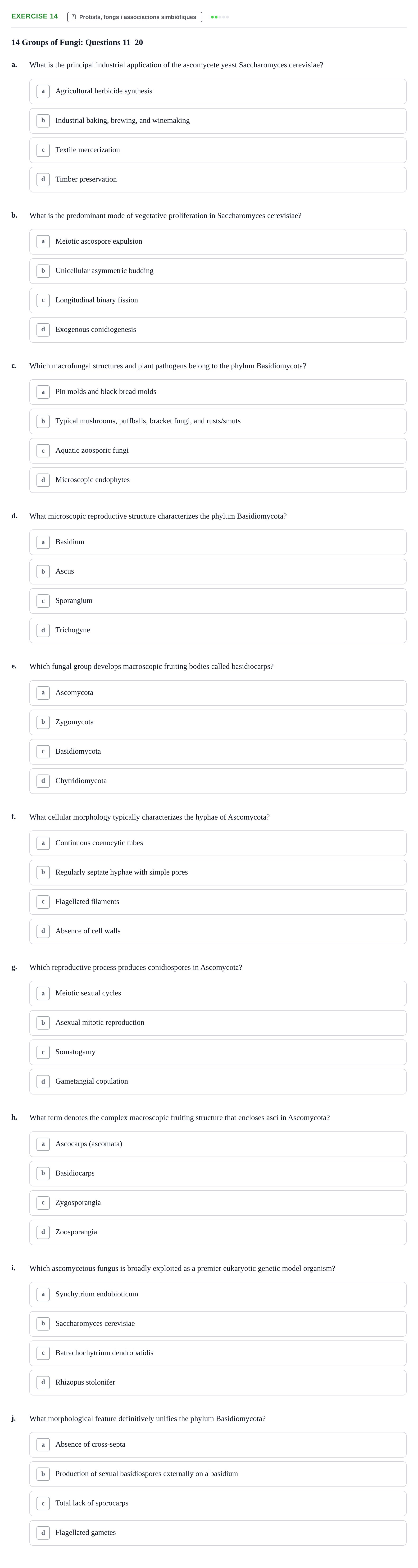 Enunciado: Problema 14 · Biología URV Test Practice: Eukaryotes and Fungi