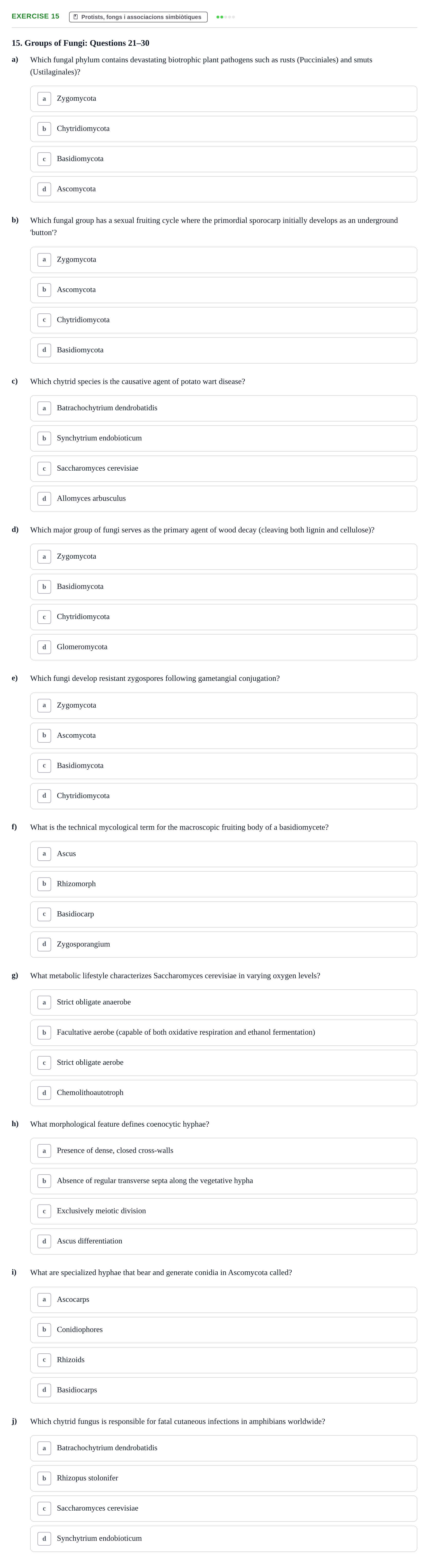 Enunciado: Problema 15 · Biología URV Test Practice: Eukaryotes and Fungi