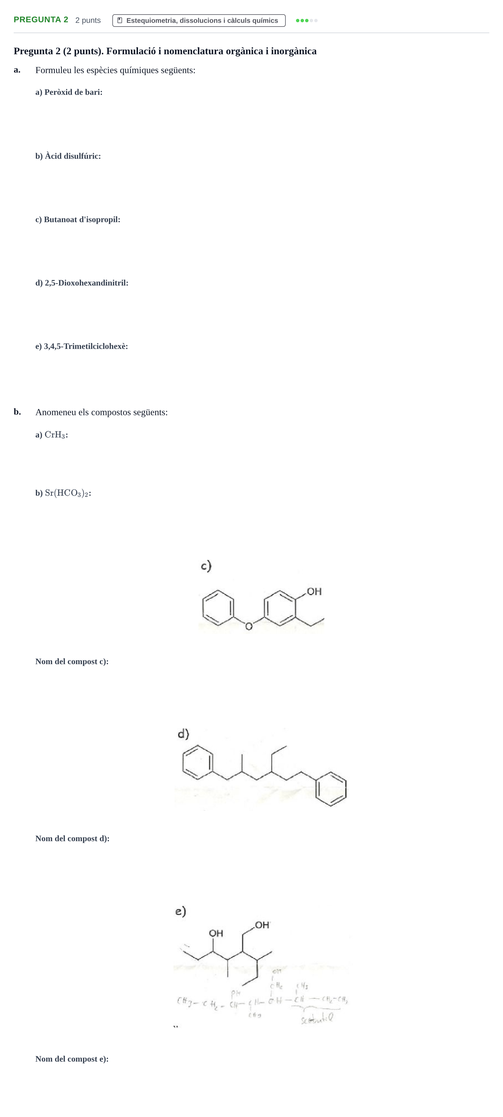 Enunciado: Pregunta 2 · Química I URV 2015