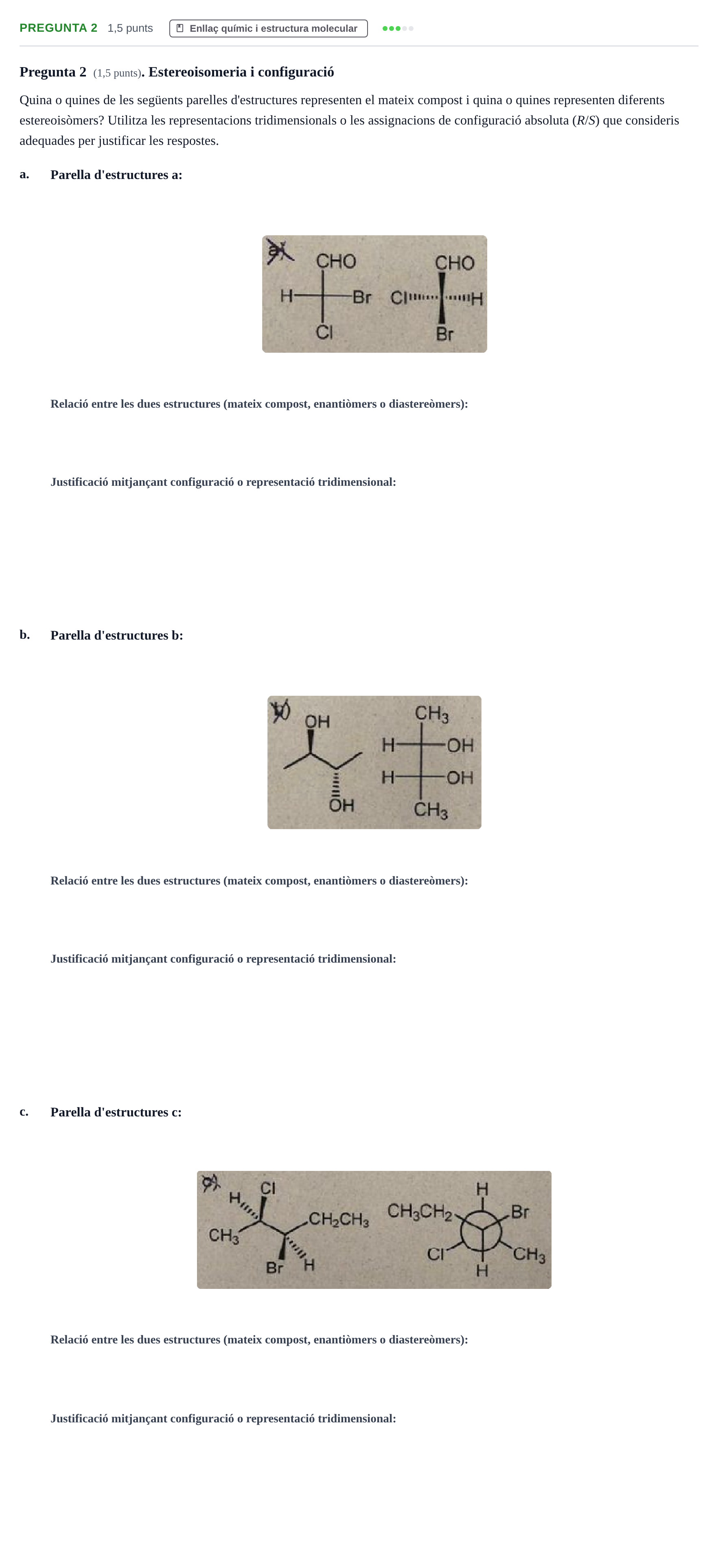 Enunciado: Pregunta 2 · Química I URV 2018