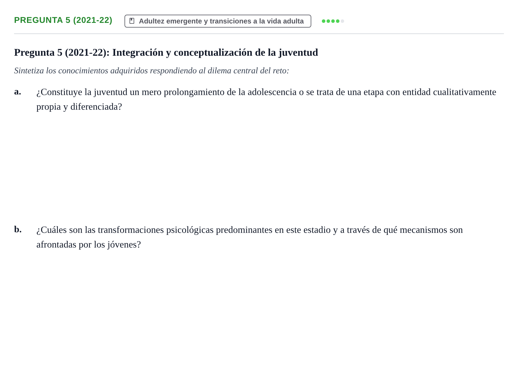 Enunciado: Pregunta 5 (2021-22)