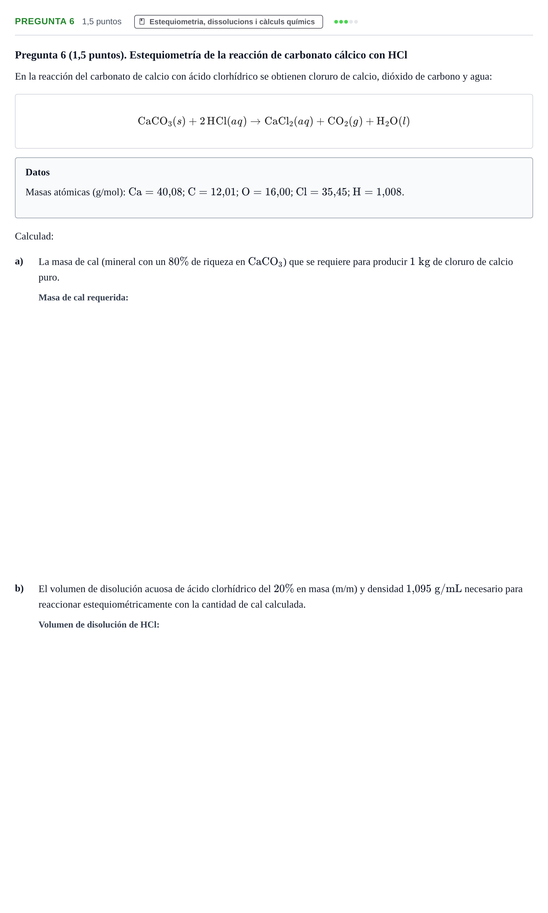Enunciado: Pregunta 6 · Química I URV 2021