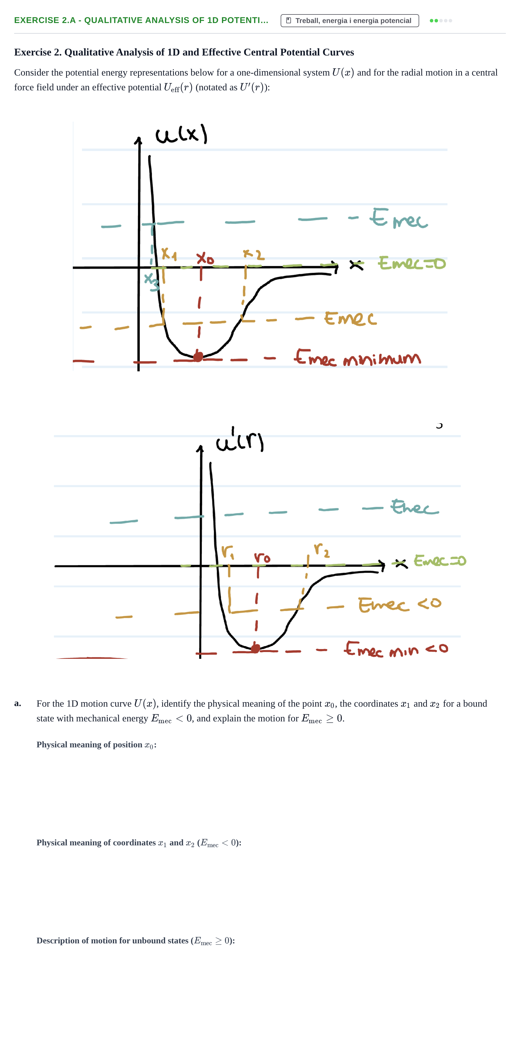 Enunciado: Ejercicio Exercise 2.a - Qualitative Analysis of 1D Potenti… · Física I URV Setembre