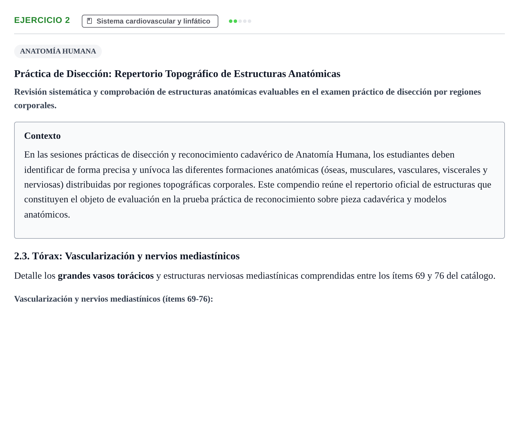 Enunciado: 2 - Sistema cardiovascular y linfático
