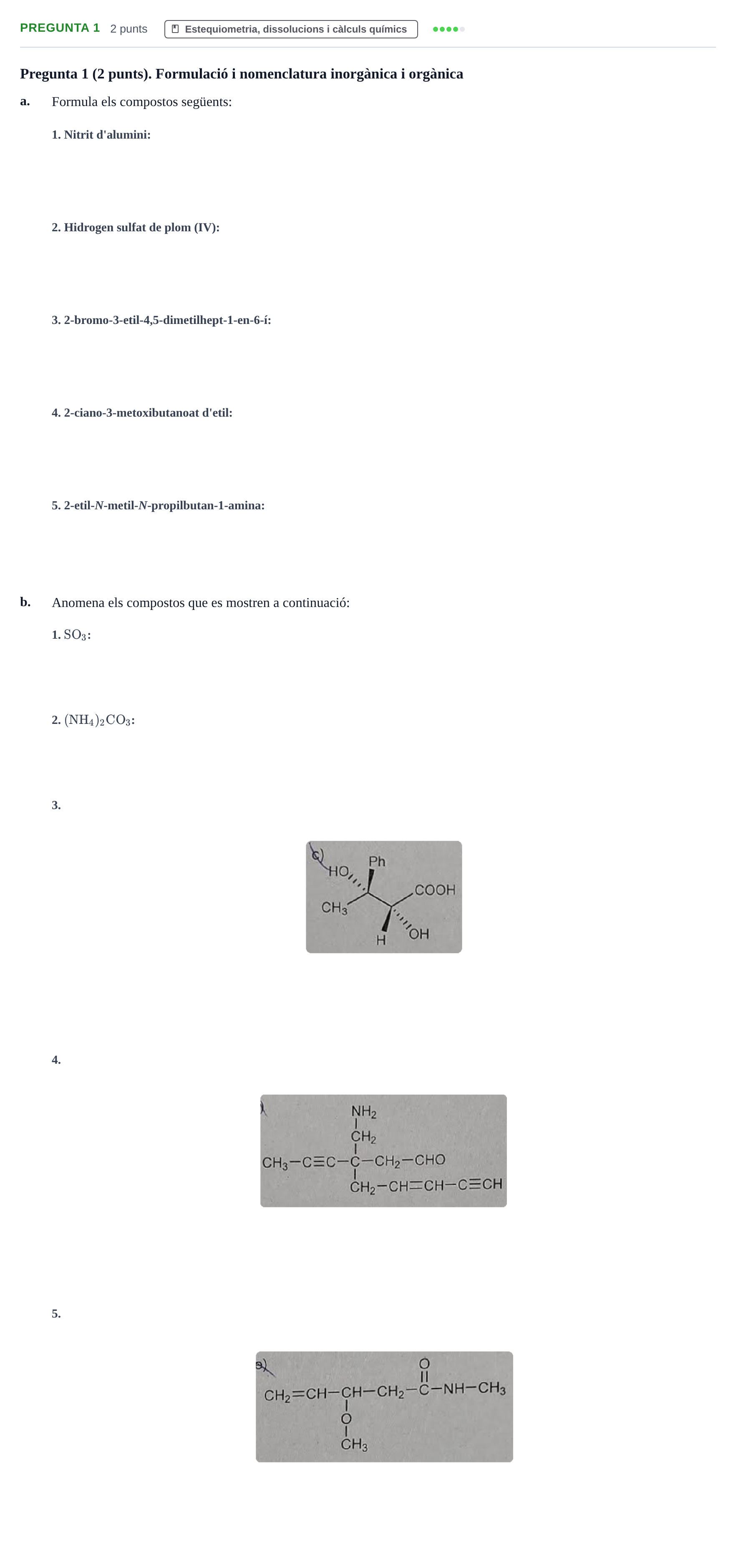 Enunciado: Pregunta 1 · Química I URV 2022