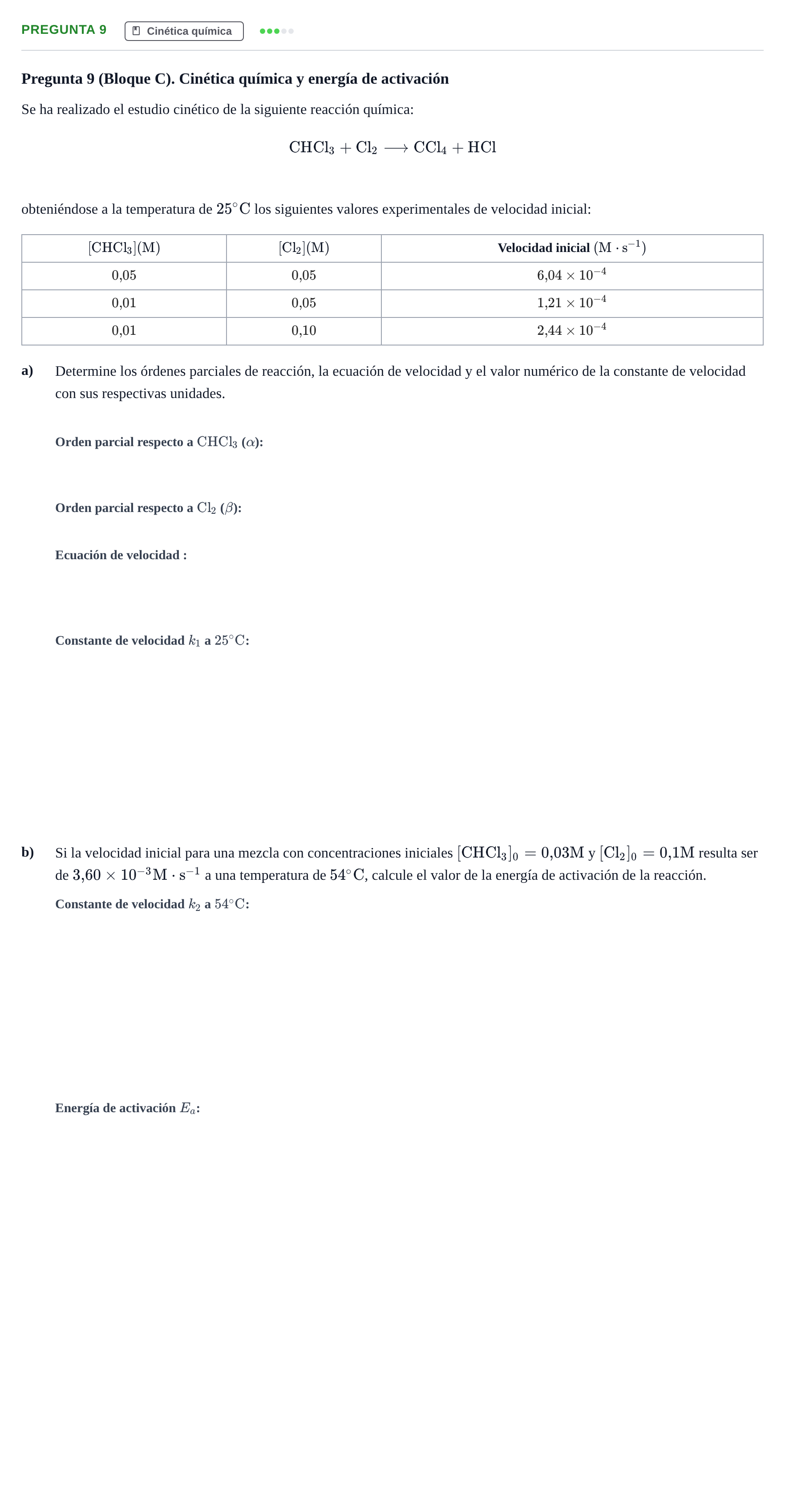 Enunciado: Pregunta 9 · Complements de química URV Juny 2012