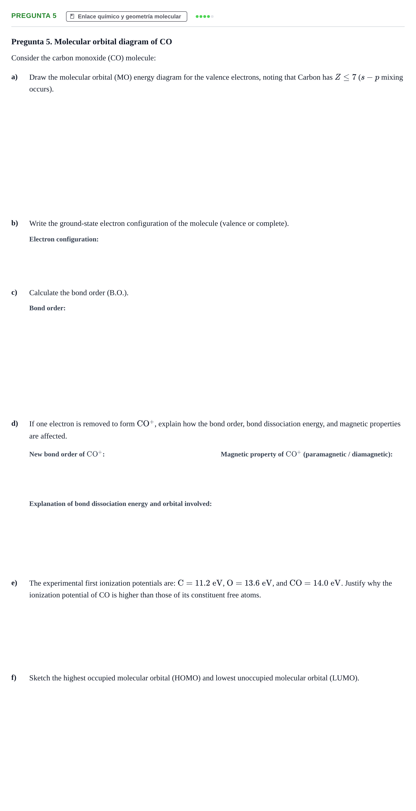 Enunciado: Pregunta 5 · Complements de química URV Examen Primer Parcial. Complements de Química