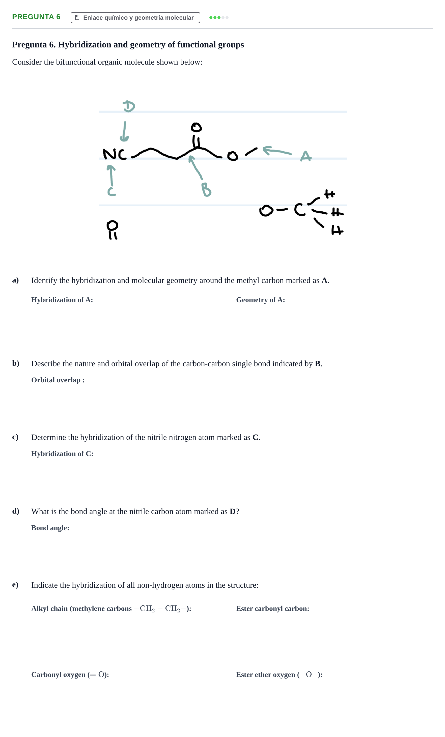 Enunciado: Pregunta 6 · Complements de química URV Examen Primer Parcial. Complements de Química