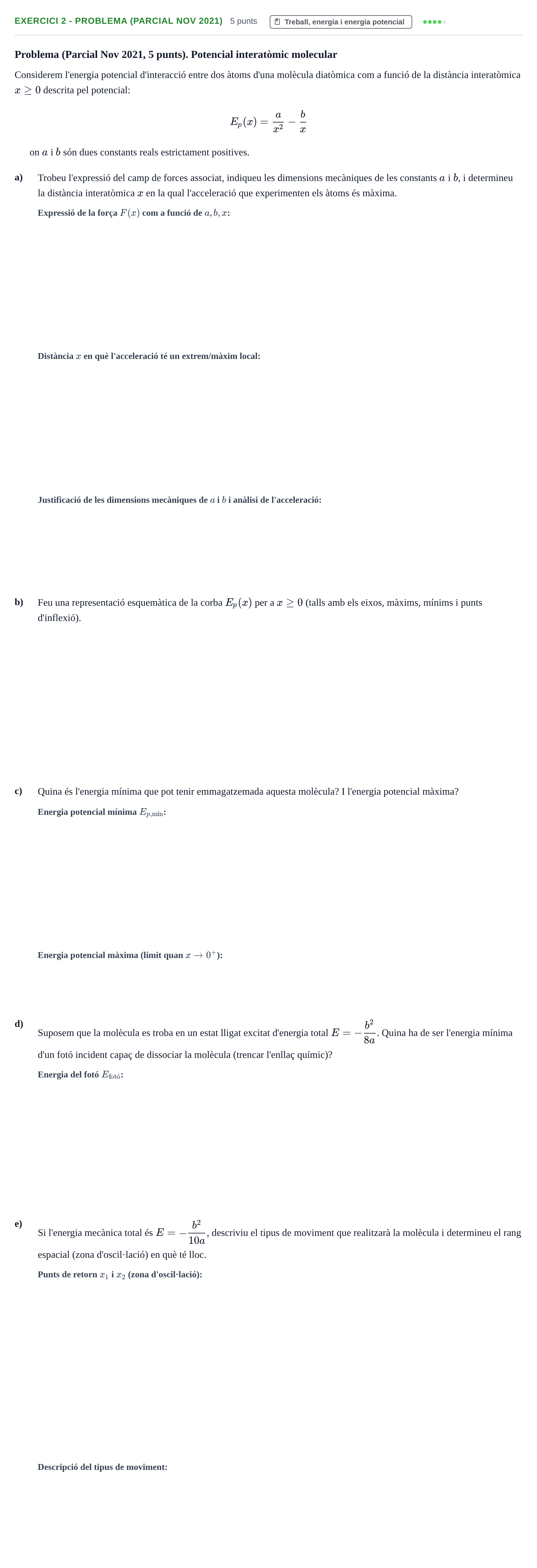 Enunciado: Ejercicio 2 - Problema (Parcial Nov 2021) · Física I URV 2021