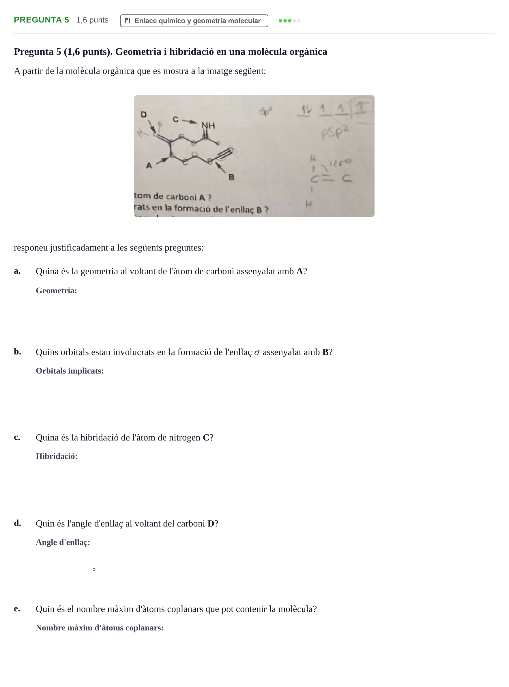Enunciado: Pregunta 5 · Complements de química URV 2022