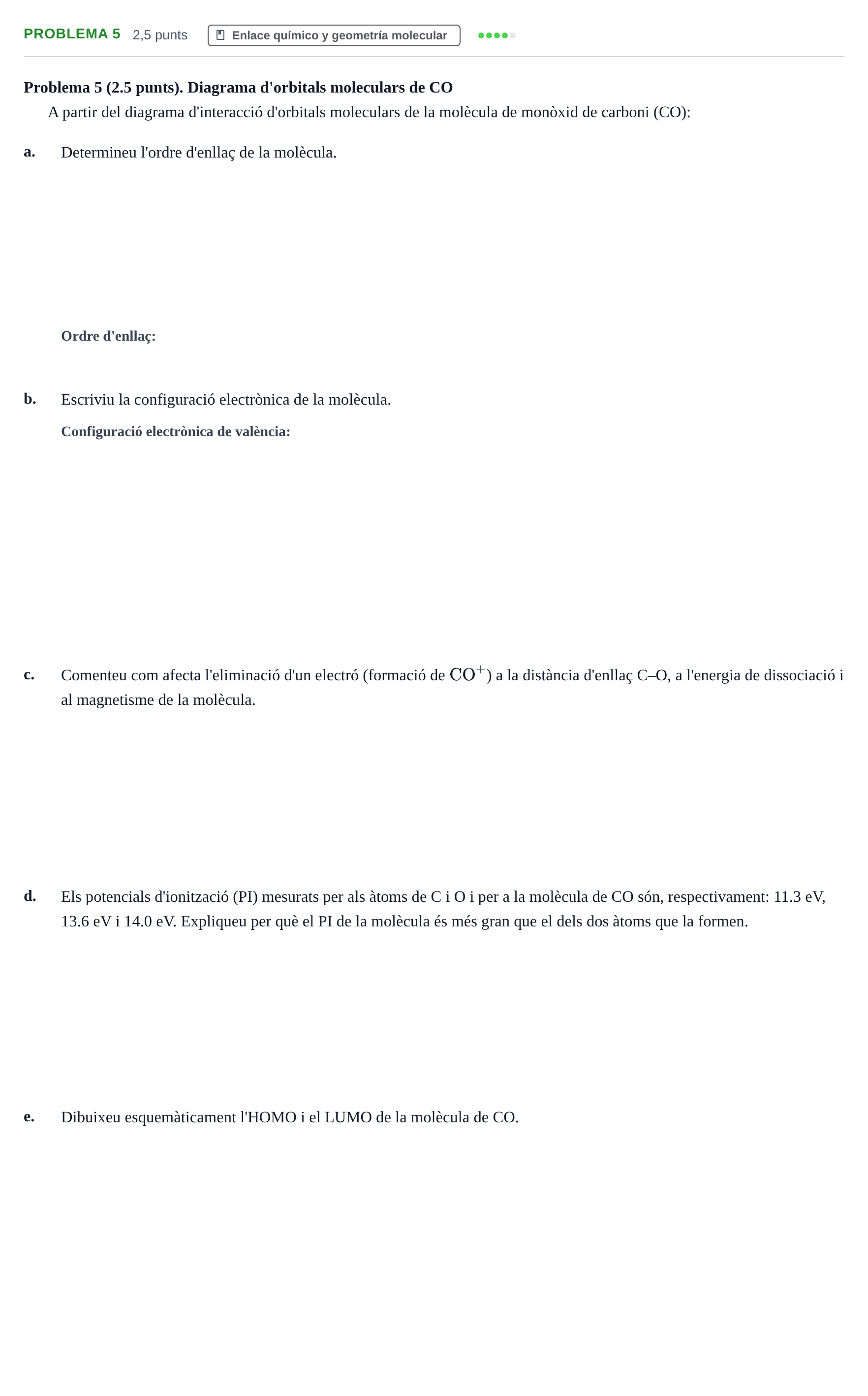 Enunciado: Problema 5 · Complements de química URV 2023