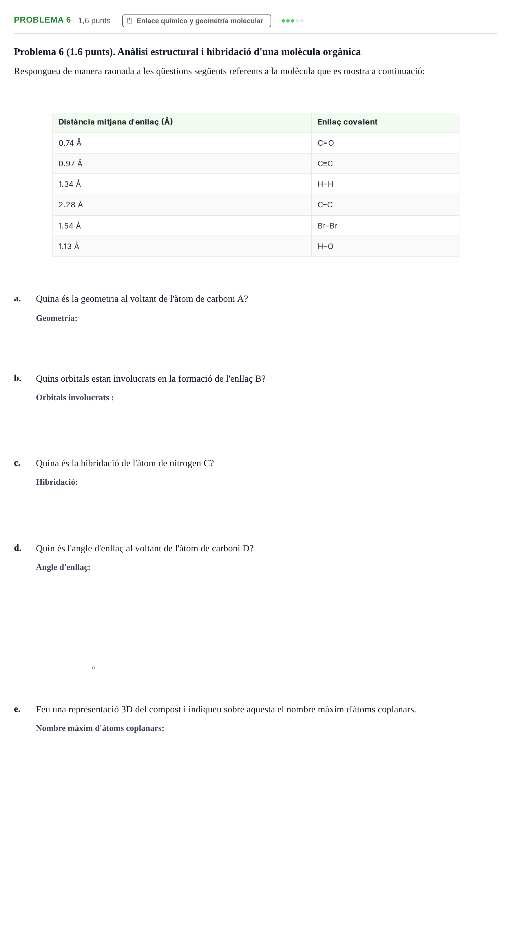 Enunciado: Problema 6 · Complements de química URV 2023