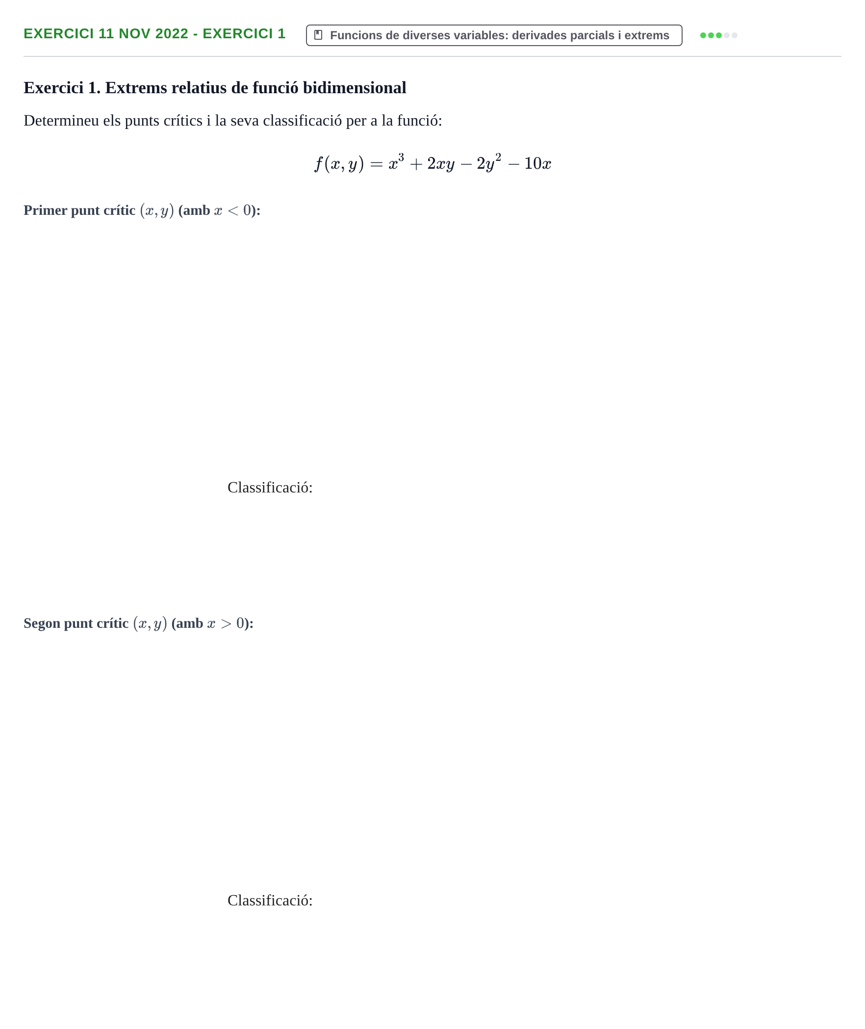 Enunciado: Ejercicio 11 Nov 2022 - Exercici 1 · Matemàtiques URV Exemples 2022