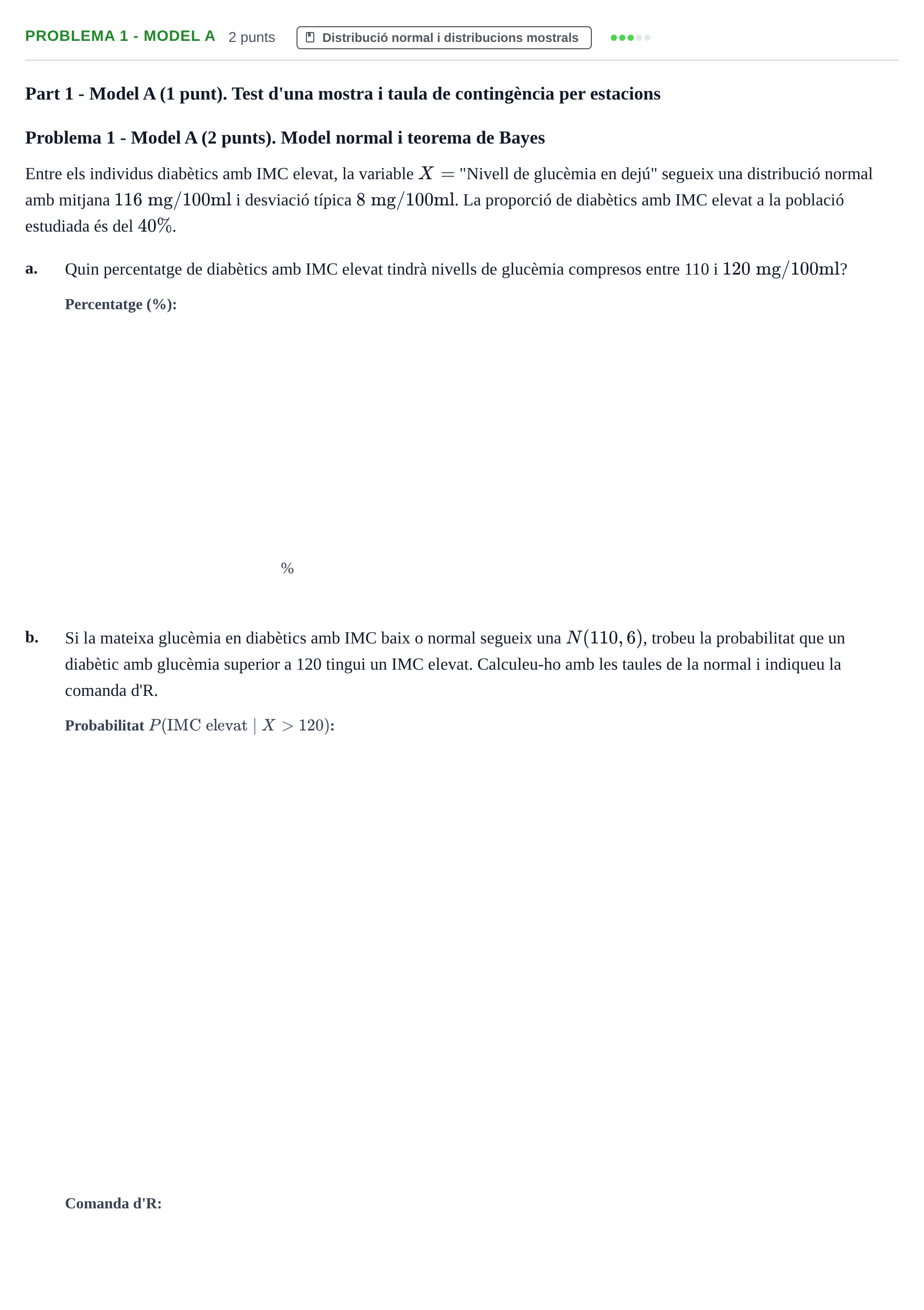 Enunciado: Problema 1 - Model A · Estadística UB Juny 2023