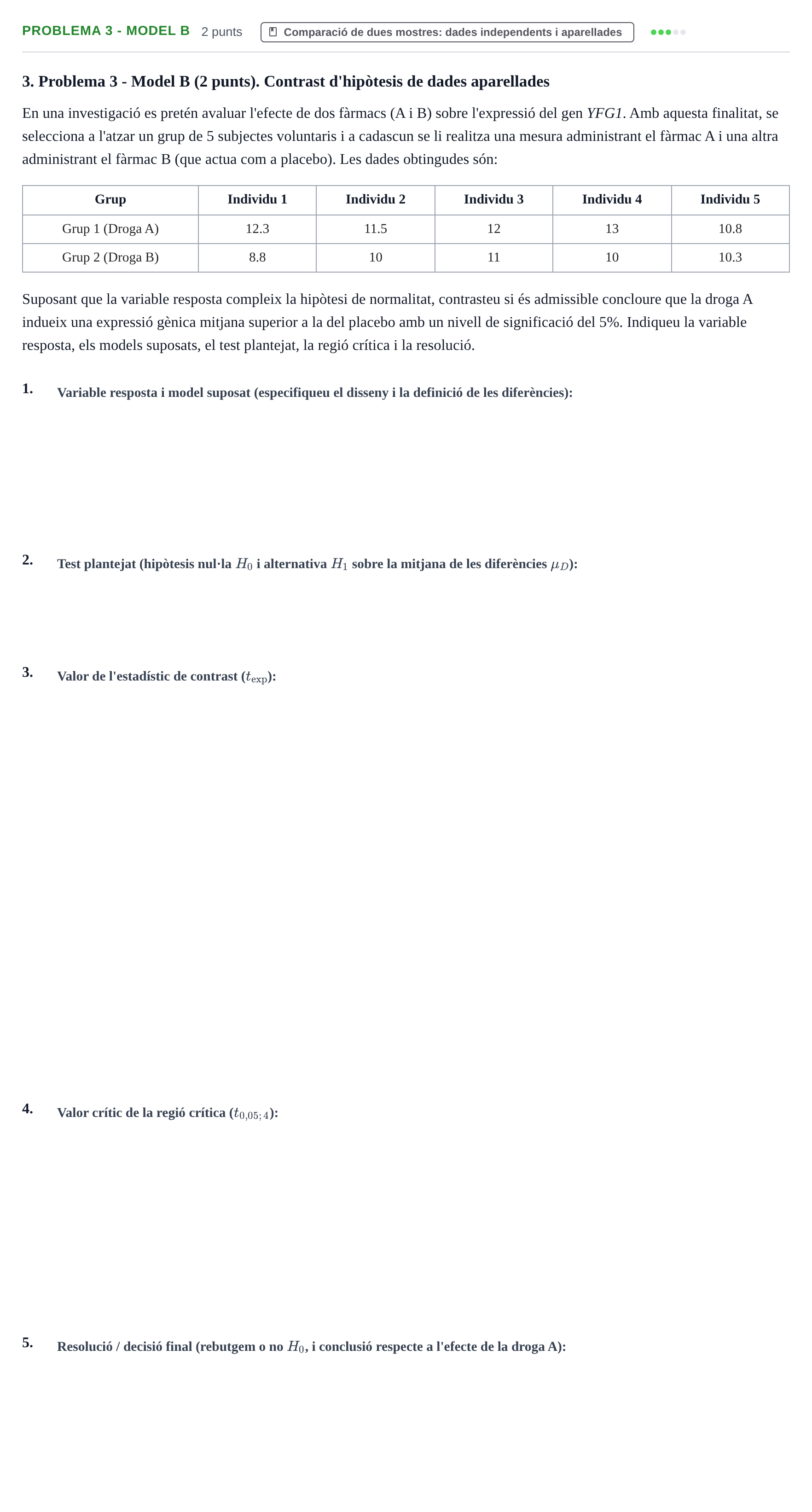 Enunciado: Problema 3 - Model B · Estadística UB Juny 2023