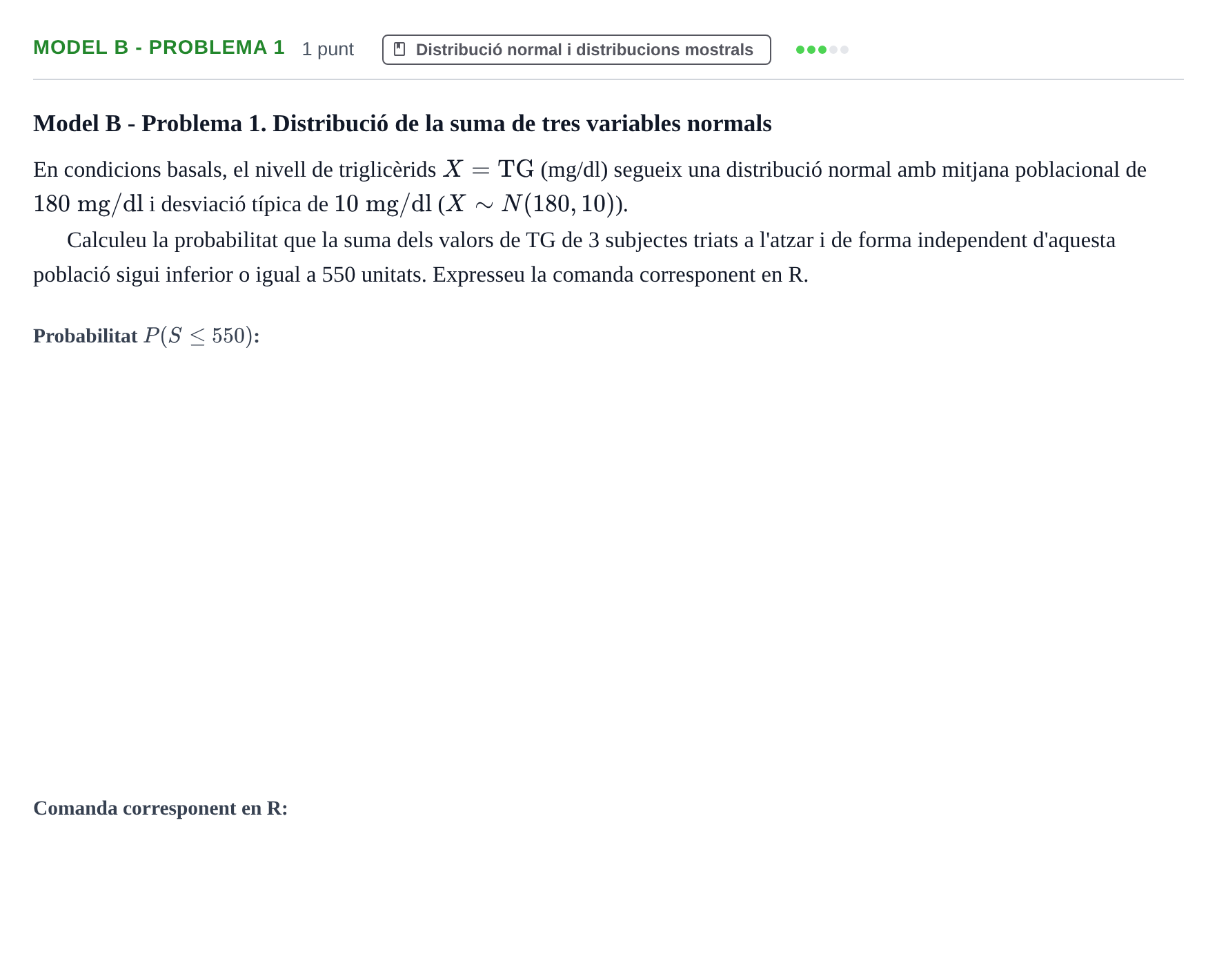 Enunciado: Ejercicio Model B - Problema 1 · Estadística UB Exemples 2023
