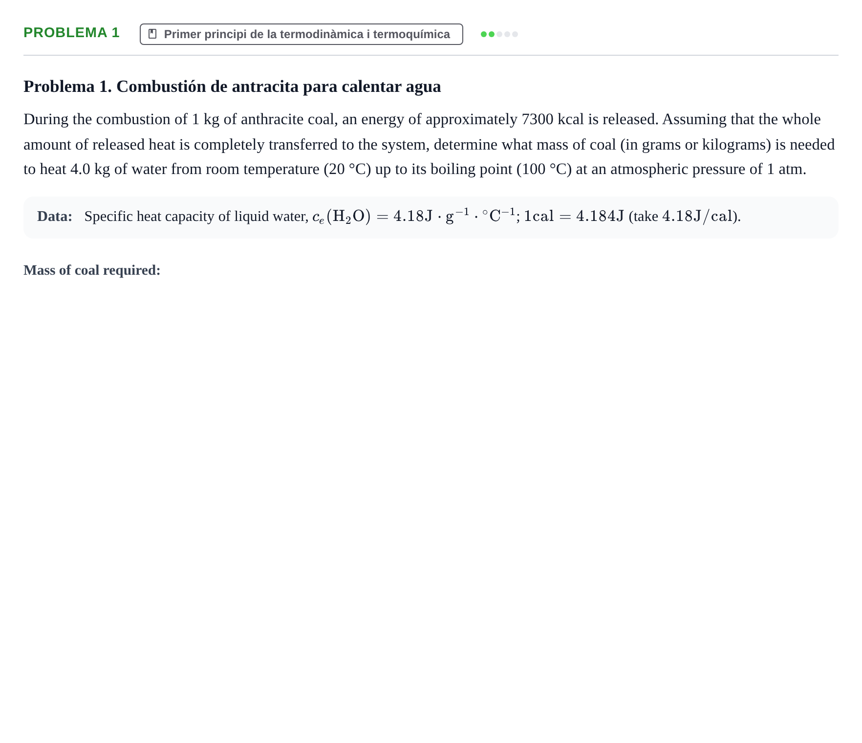 Enunciado: Problema 1 · Química II URV 2000