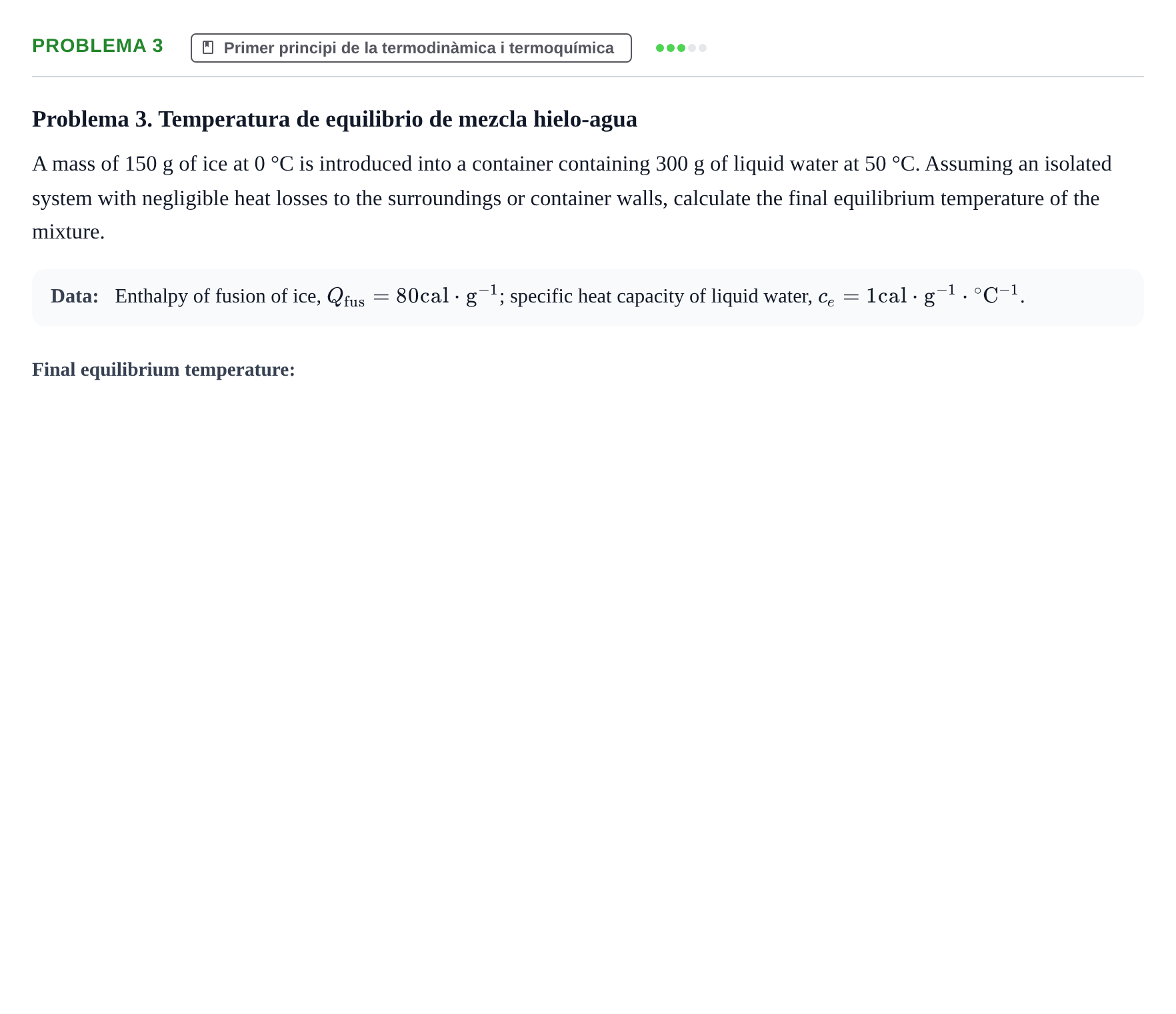 Enunciado: Problema 3 · Química II URV 2000