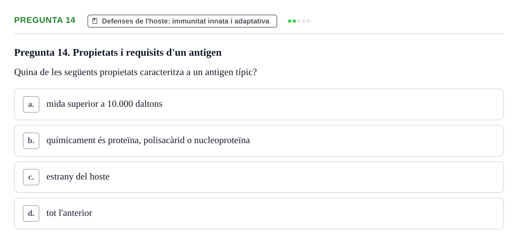 Enunciado: Pregunta 14 · Microbiología UB Juny 2018