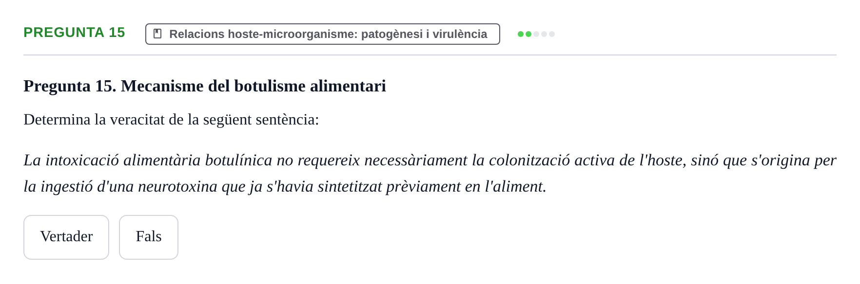 Enunciado: Pregunta 15 · Microbiología UB Juny 2018