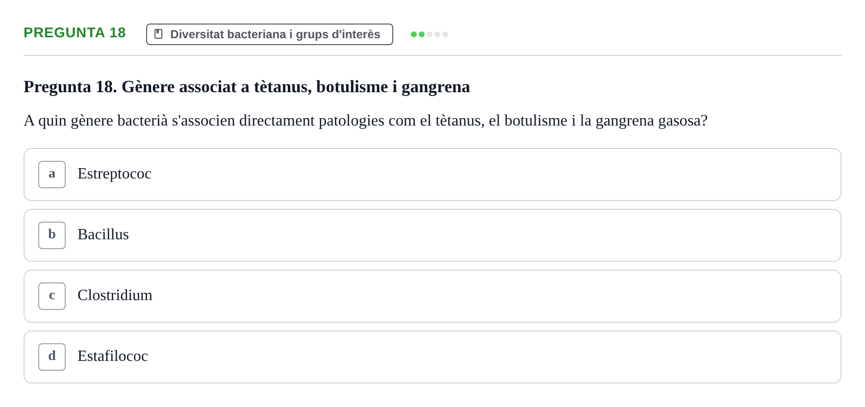 Enunciado: Pregunta 18 · Microbiología UB Juny 2018