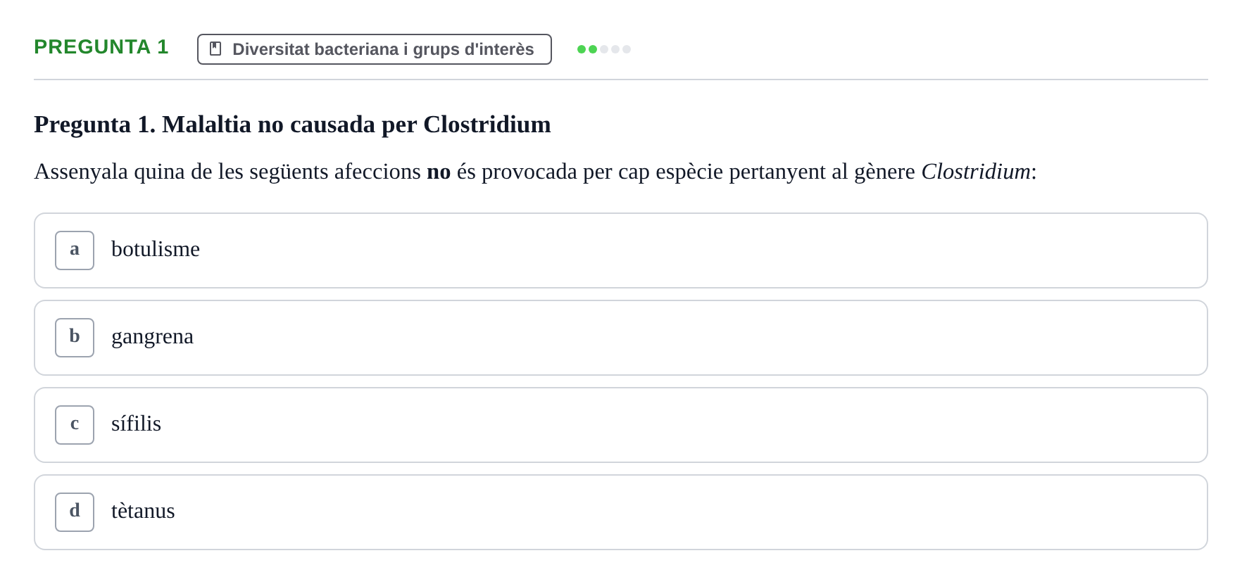 Enunciado: Pregunta 1 · Microbiología UB Juny 2018