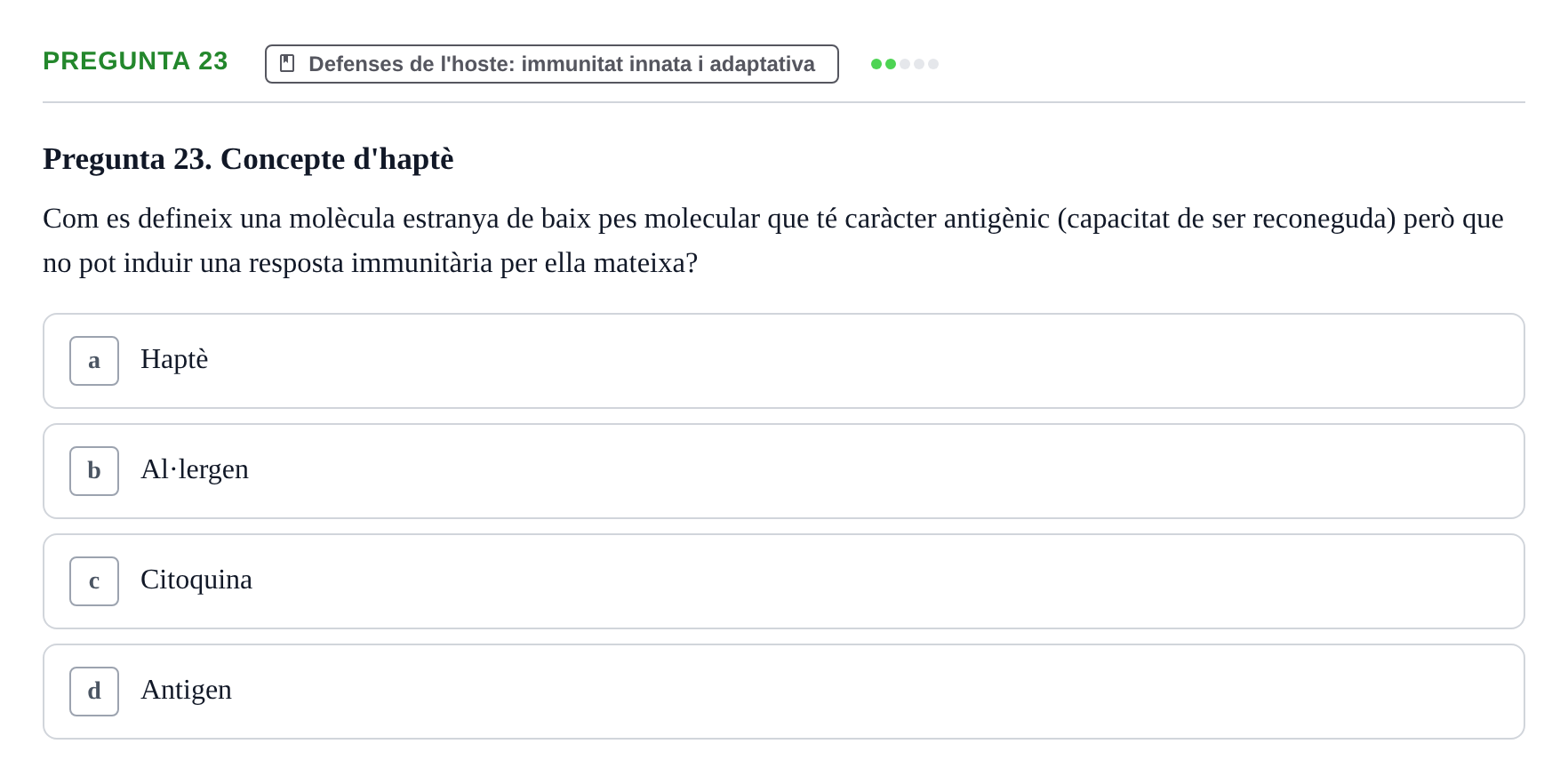 Enunciado: Pregunta 23 · Microbiología UB Juny 2018