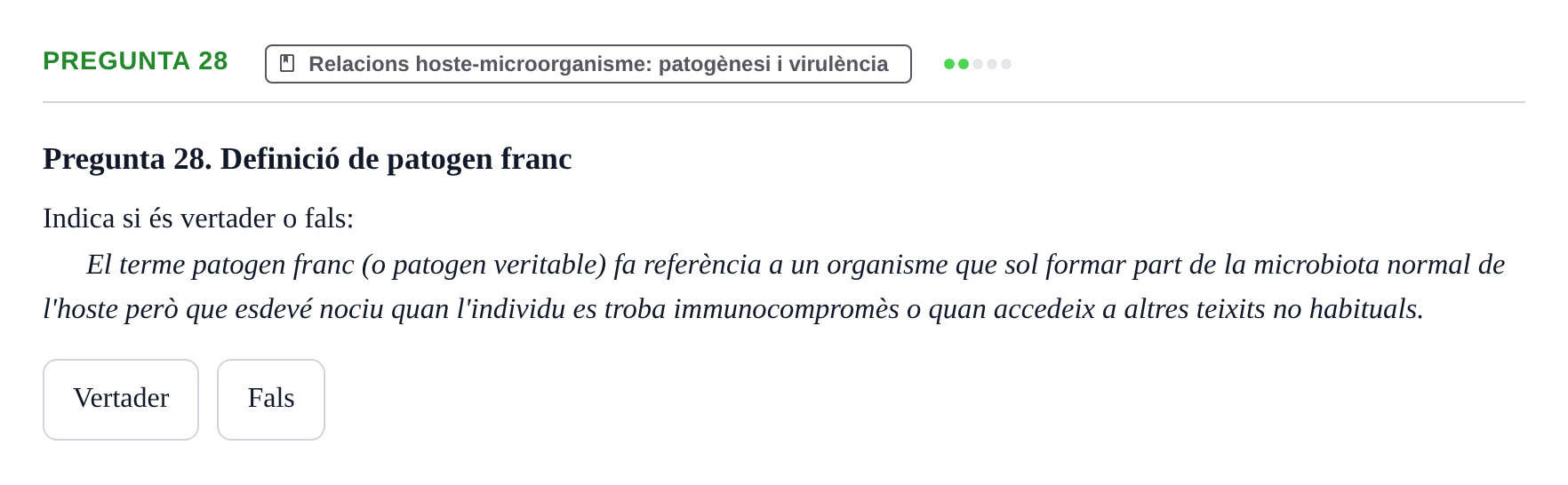 Enunciado: Pregunta 28 · Microbiología UB Juny 2018