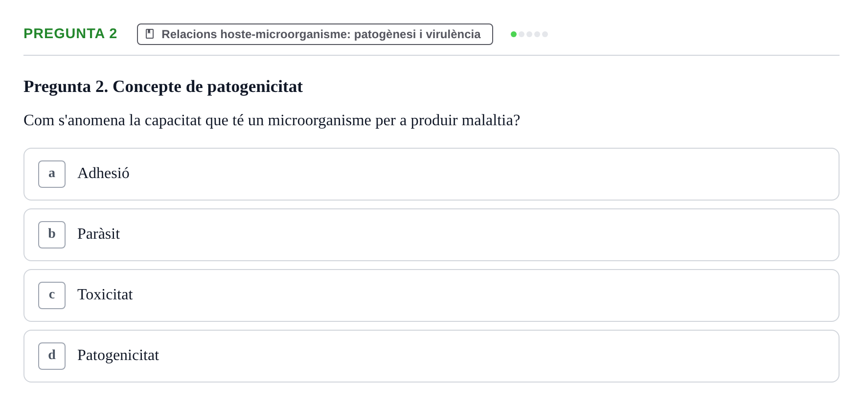Enunciado: Pregunta 2 · Microbiología UB Juny 2018
