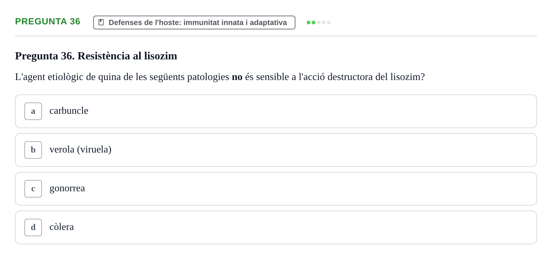 Enunciado: Pregunta 36 · Microbiología UB Juny 2018