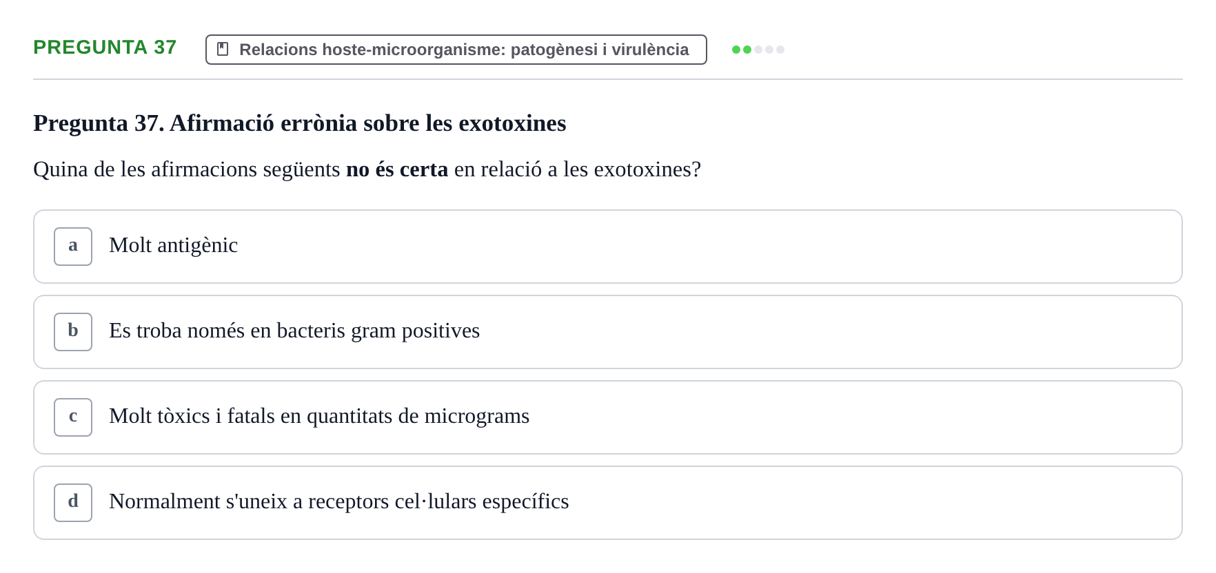 Enunciado: Pregunta 37 · Microbiología UB Juny 2018