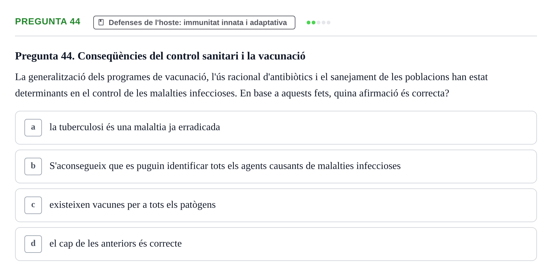 Enunciado: Pregunta 44 · Microbiología UB Juny 2018