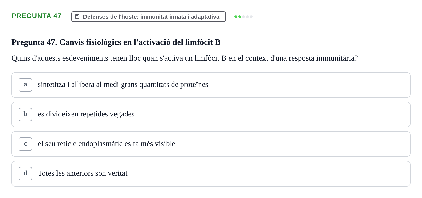 Enunciado: Pregunta 47 · Microbiología UB Juny 2018