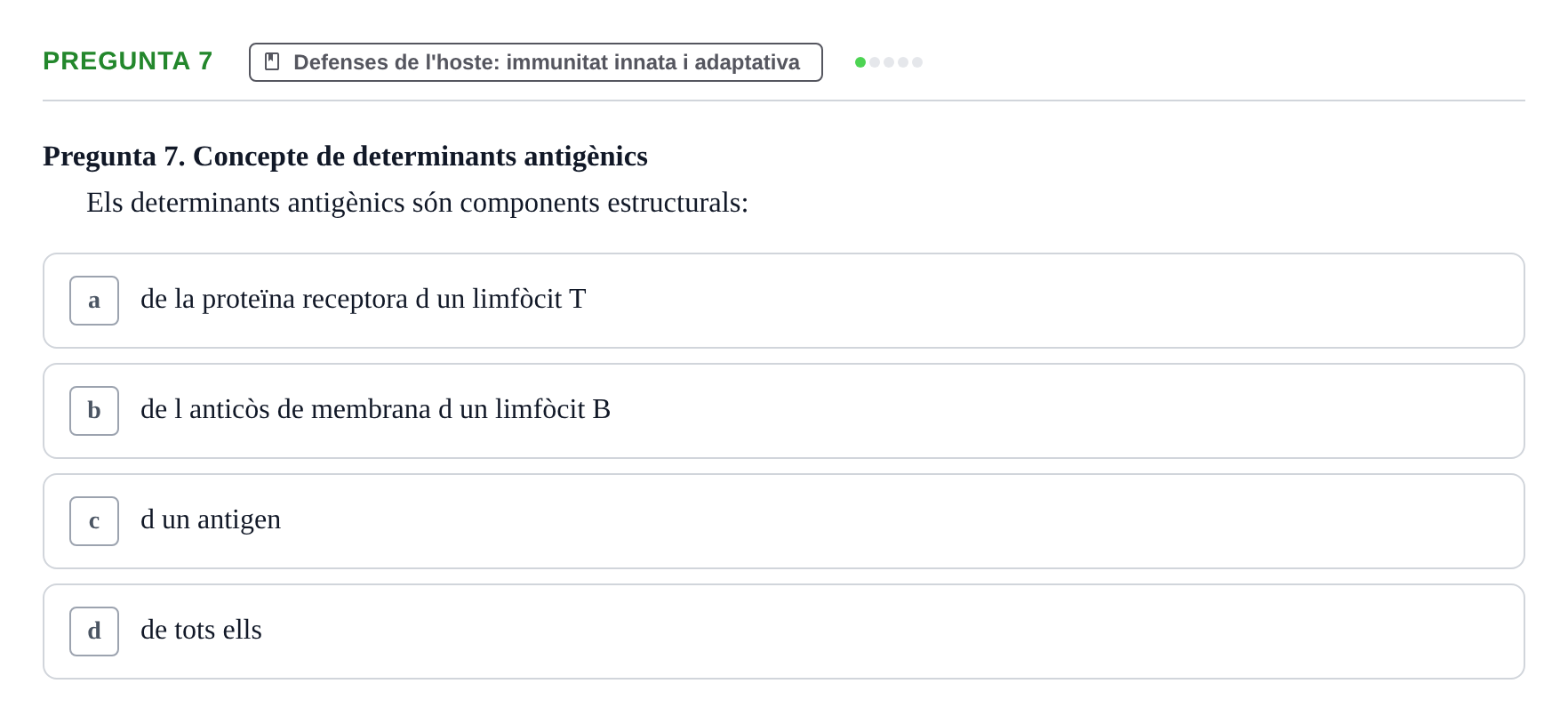Enunciado: Pregunta 7 · Microbiología UB Juny 2018