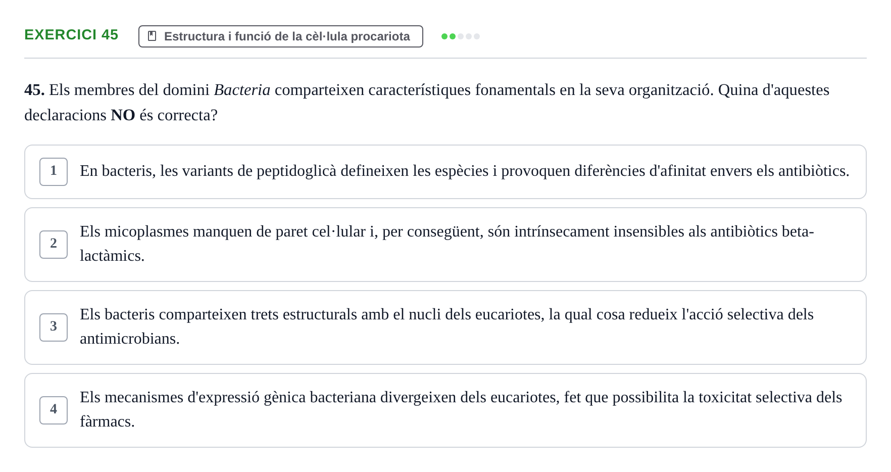 Enunciado: Problema 45 · Microbiología UB Juny 2019