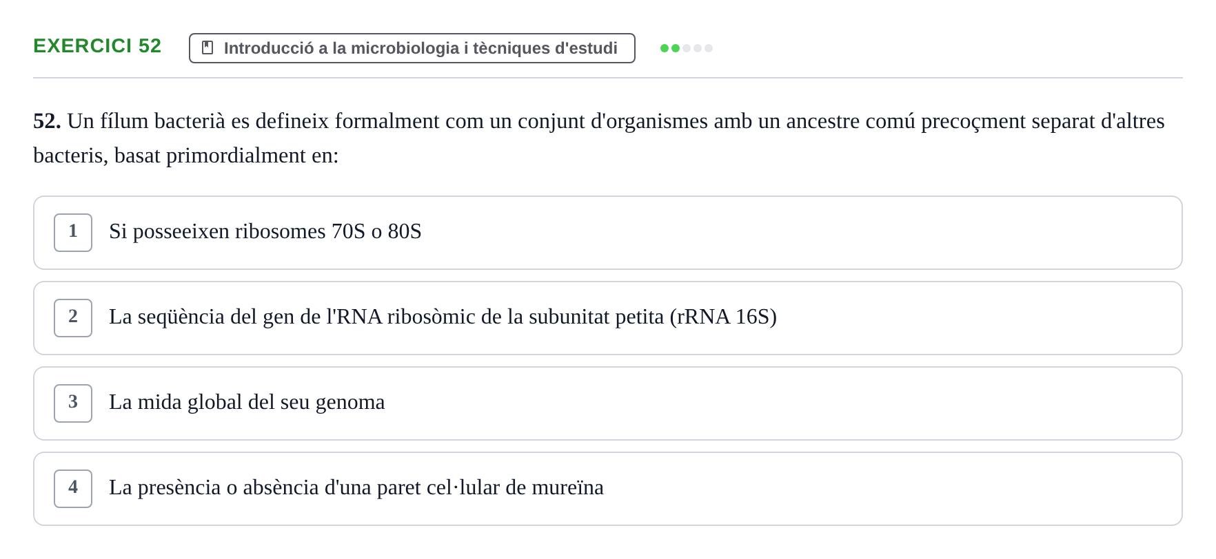 Enunciado: Problema 52 · Microbiología UB Juny 2019
