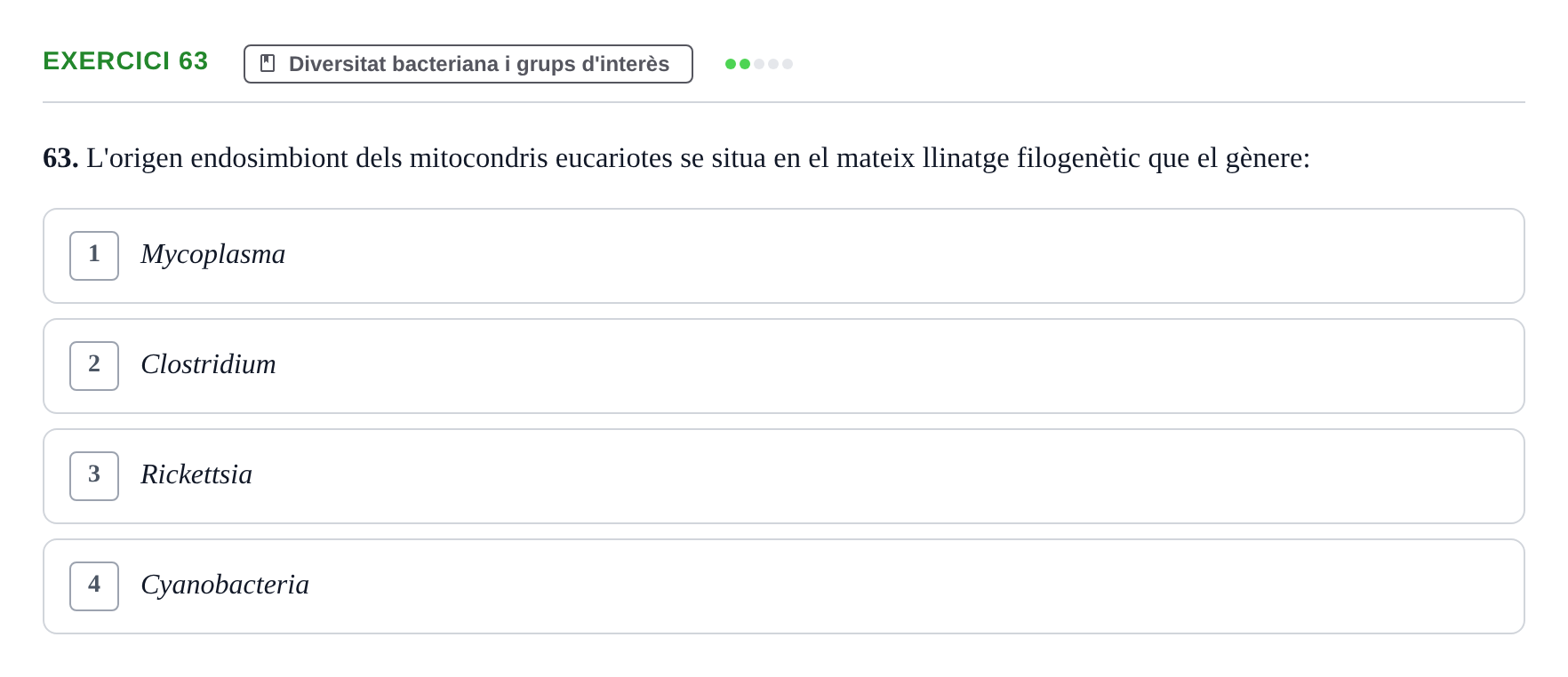 Enunciado: Problema 63 · Microbiología UB Juny 2019