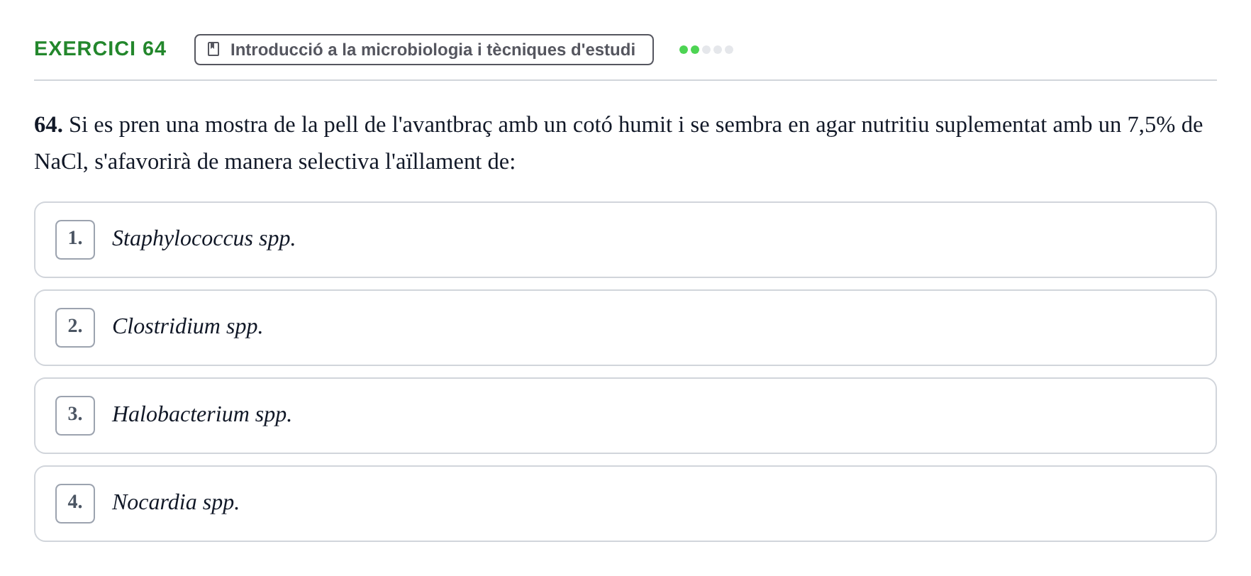 Enunciado: Problema 64 · Microbiología UB Juny 2019