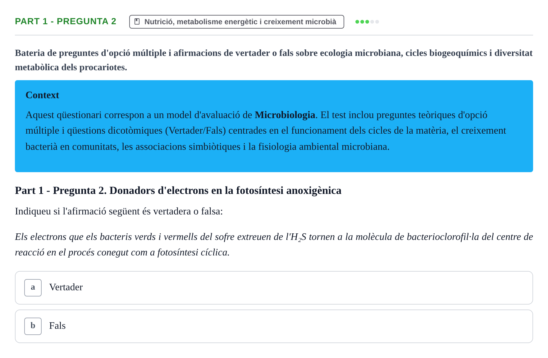Enunciado: Part 1 - Pregunta 2 · Microbiología UB Exemples