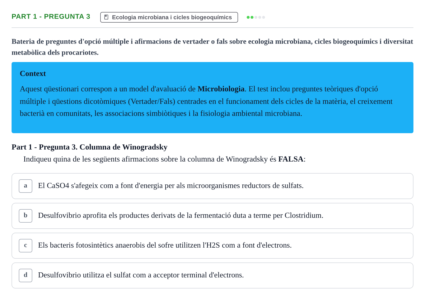 Enunciado: Part 1 - Pregunta 3 · Microbiología UB Exemples