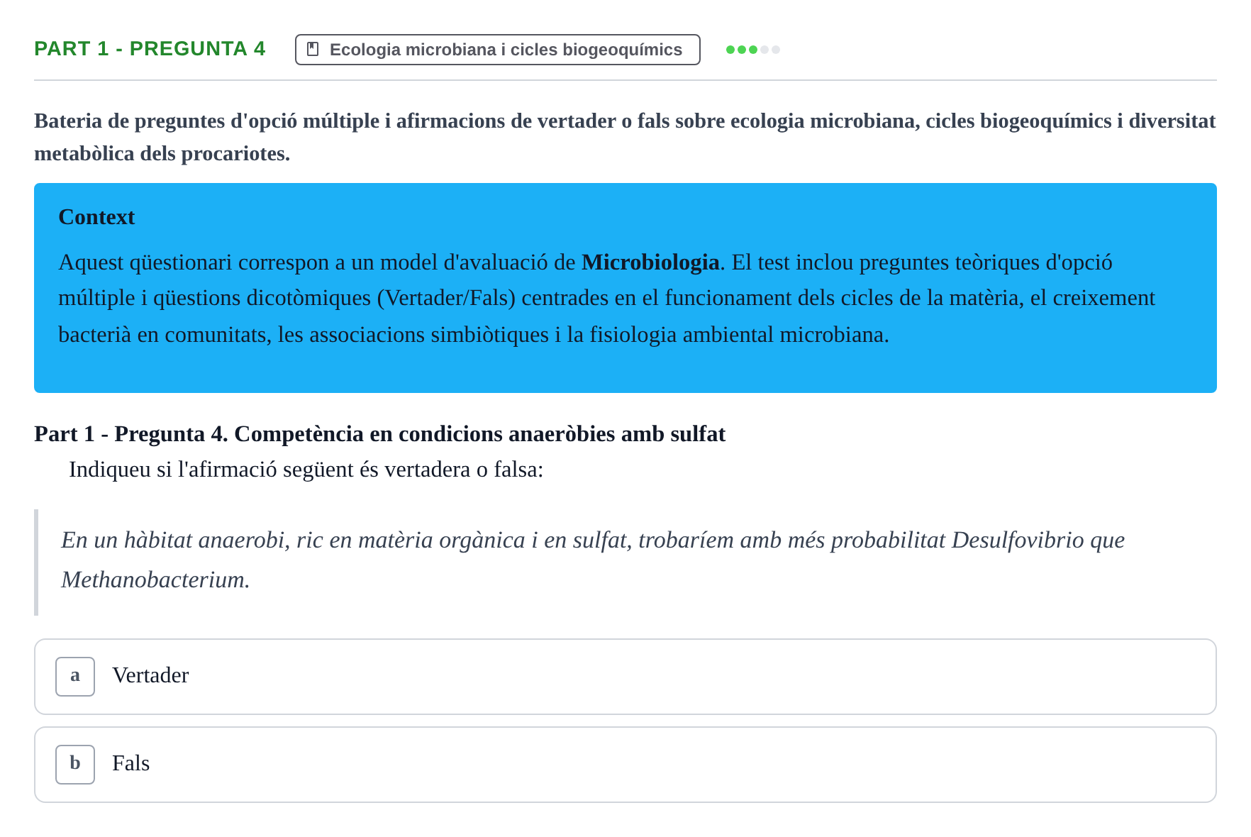 Enunciado: Part 1 - Pregunta 4 · Microbiología UB Exemples