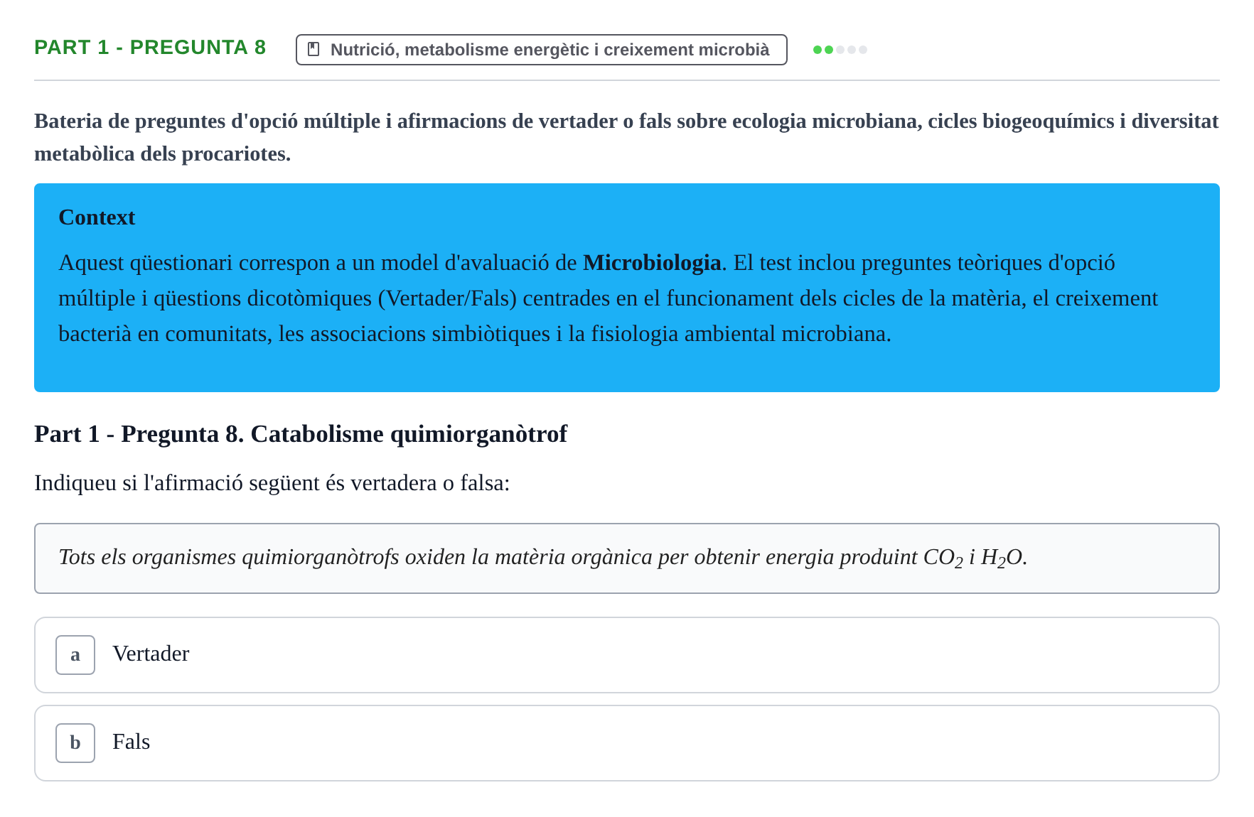 Enunciado: Part 1 - Pregunta 8 · Microbiología UB Exemples